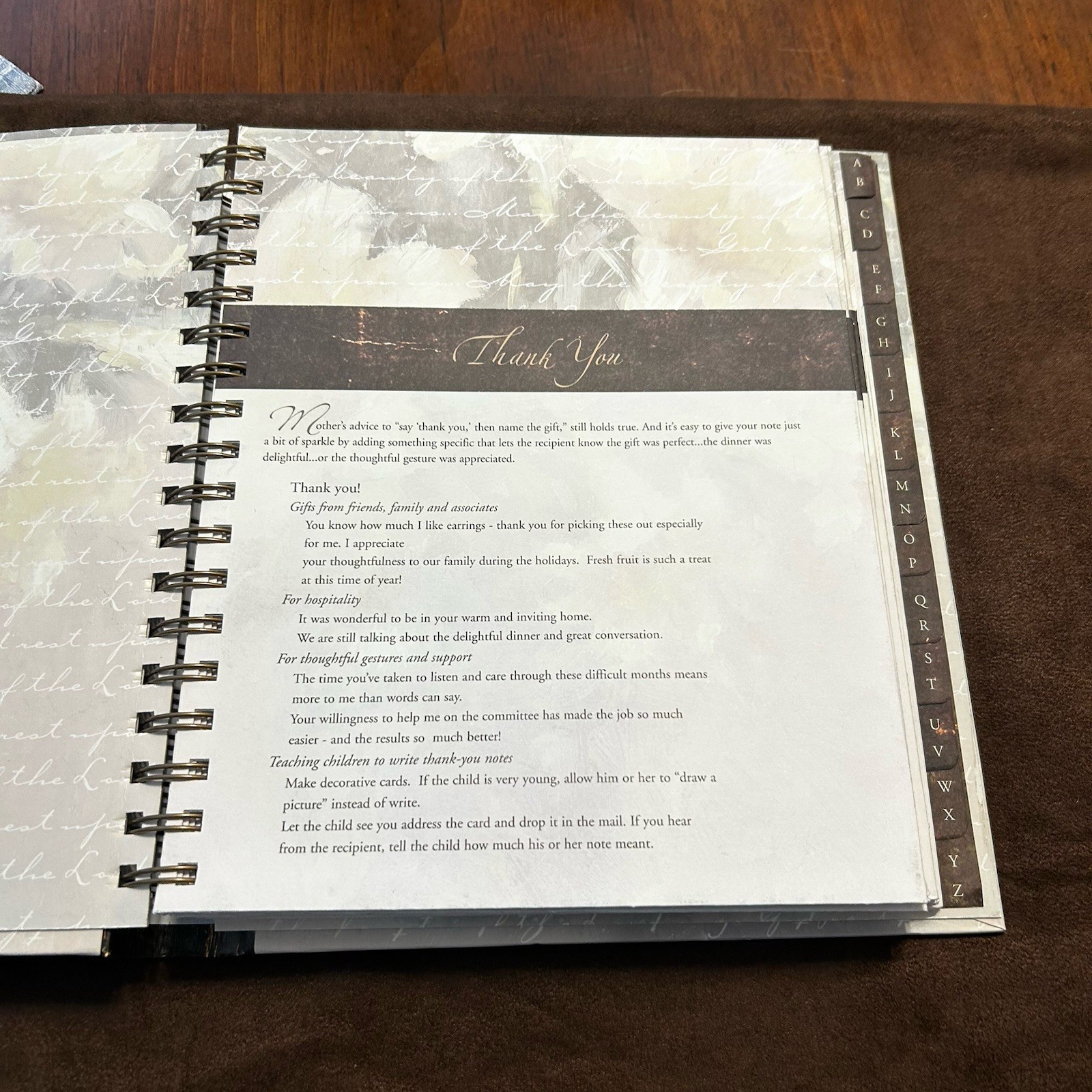 Day Springs Spiral Bound Greeting Card Organizer With Pockets Address Book
