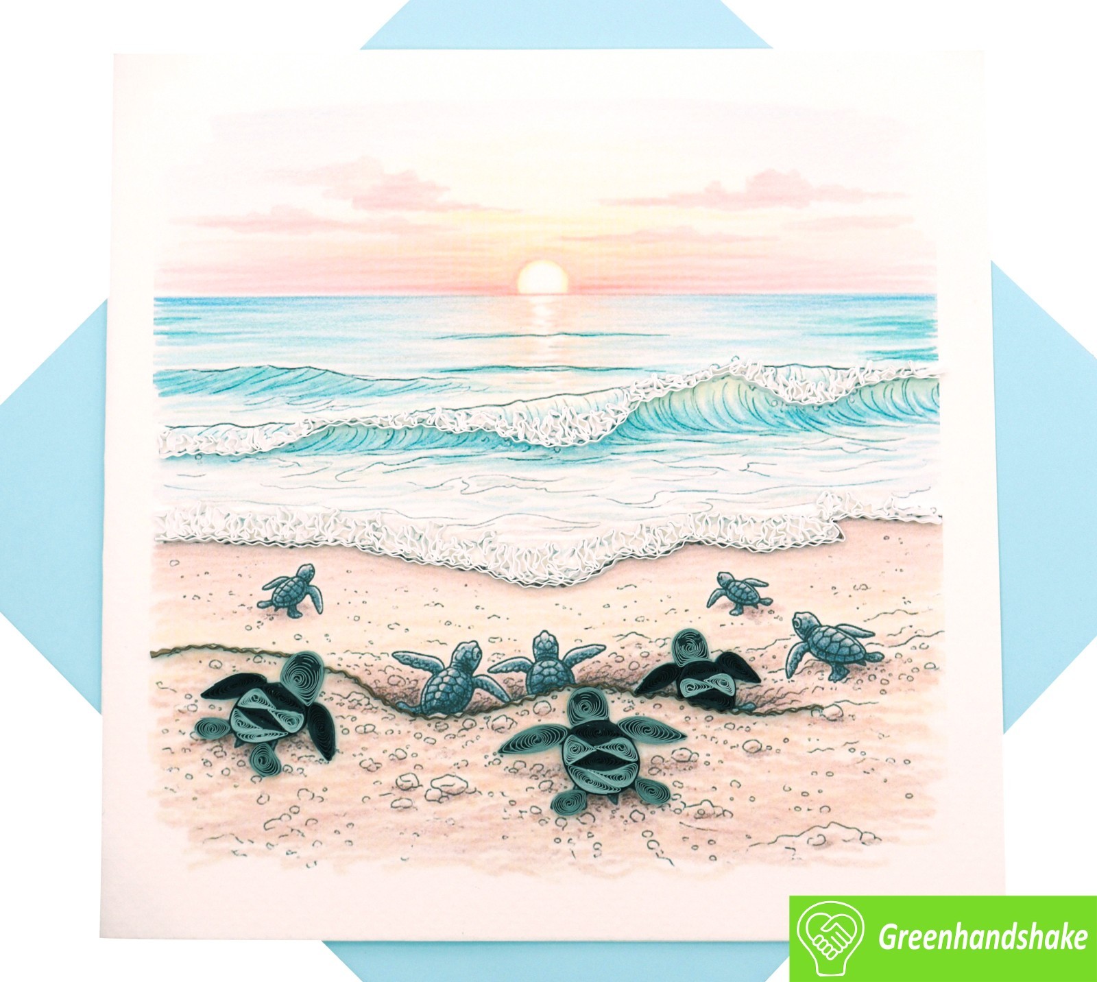 Little Turtle, Big World Quilling Greeting Card – Unique Dedicated Handmade Art