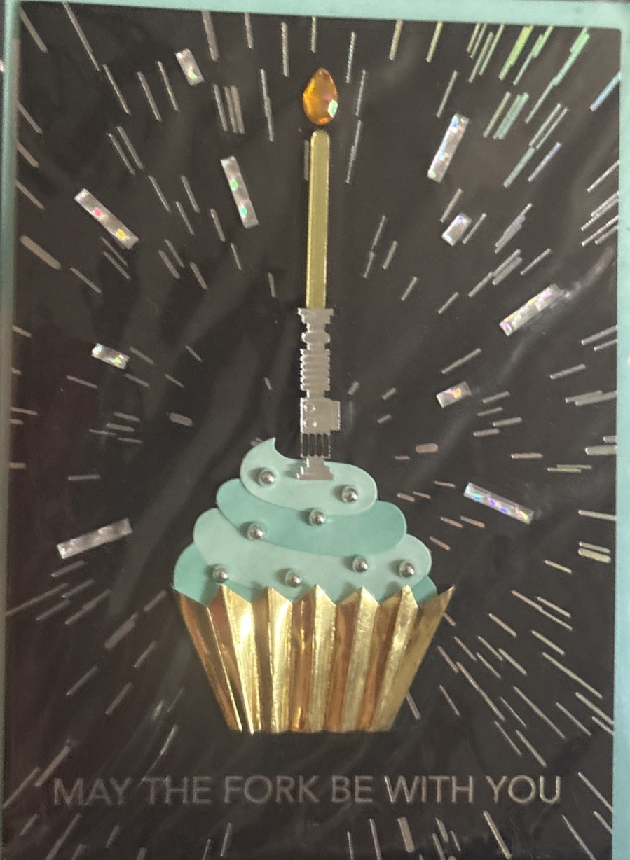Papyrus~Star Wars~Lightsaber~ Cupcake~ Birthday Card~May The Fork Be With You