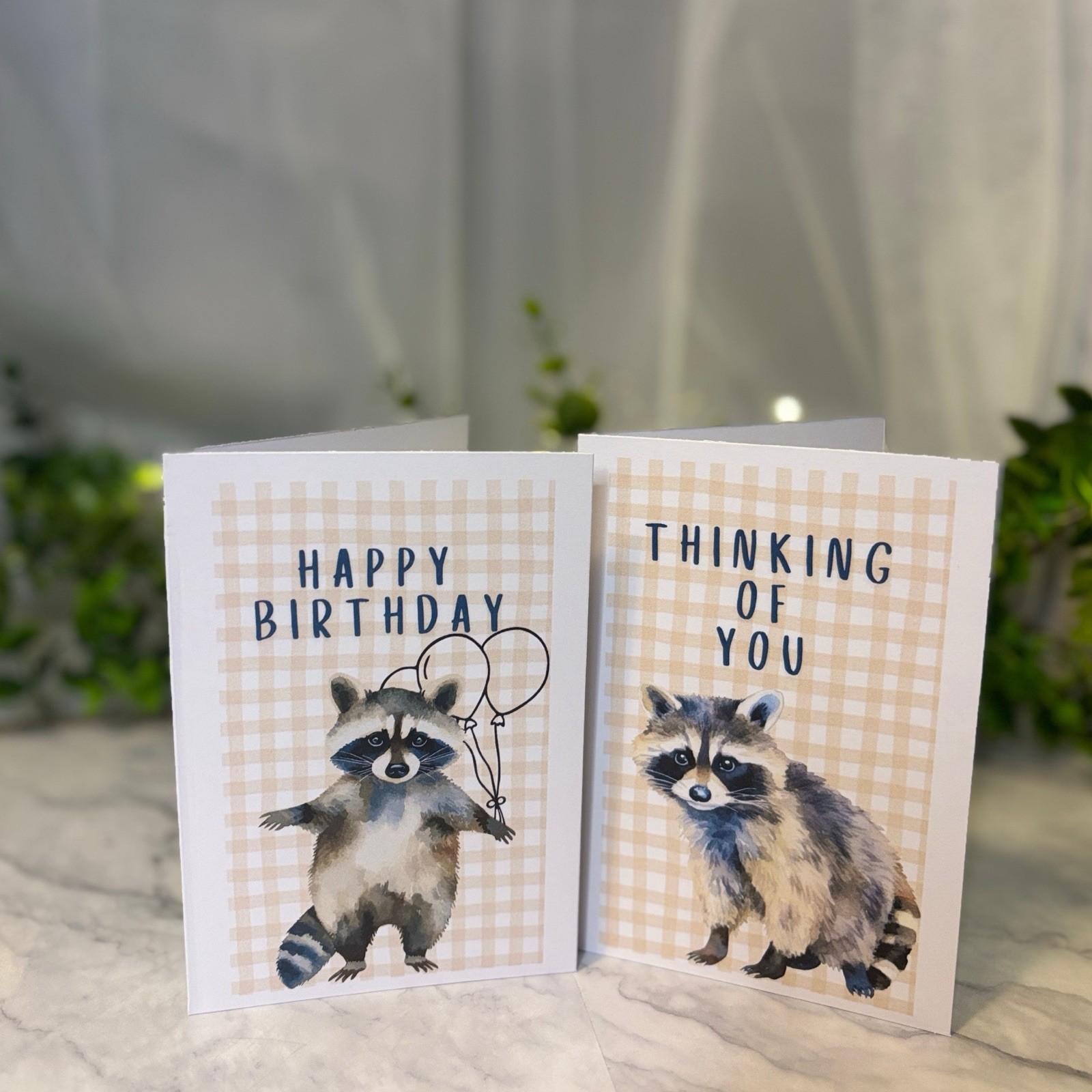12 Woodland Raccoon Greeting Cards 4×6 Blank Inside with Envelopes Gift Set