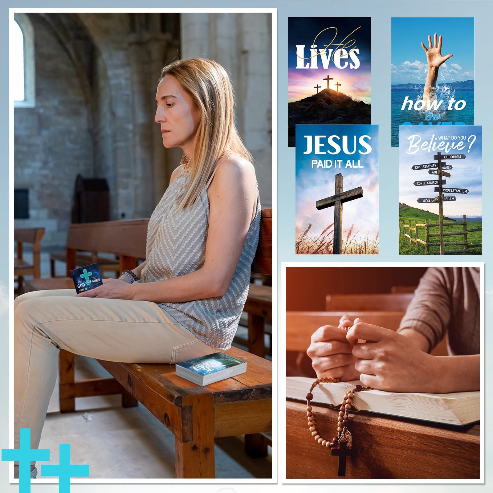 240 PCS Gospel Tract Card 3.5 x 2 Inches 12 Styles Plan of Salvation Cards In