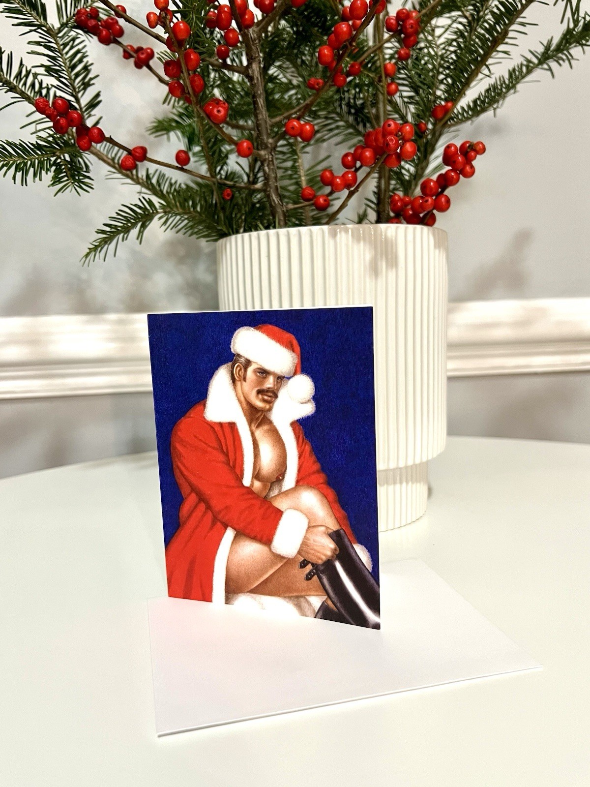 TOM OF FINLAND Christmas Greeting Card, Santa’s Boot, Collectible, 4.25 x 5.5 in