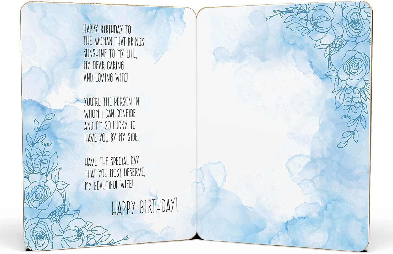 Happy Birthday Card for Wife – | Made from Real Bamboo | 5″ X 7″ – 1 Pack | Lase