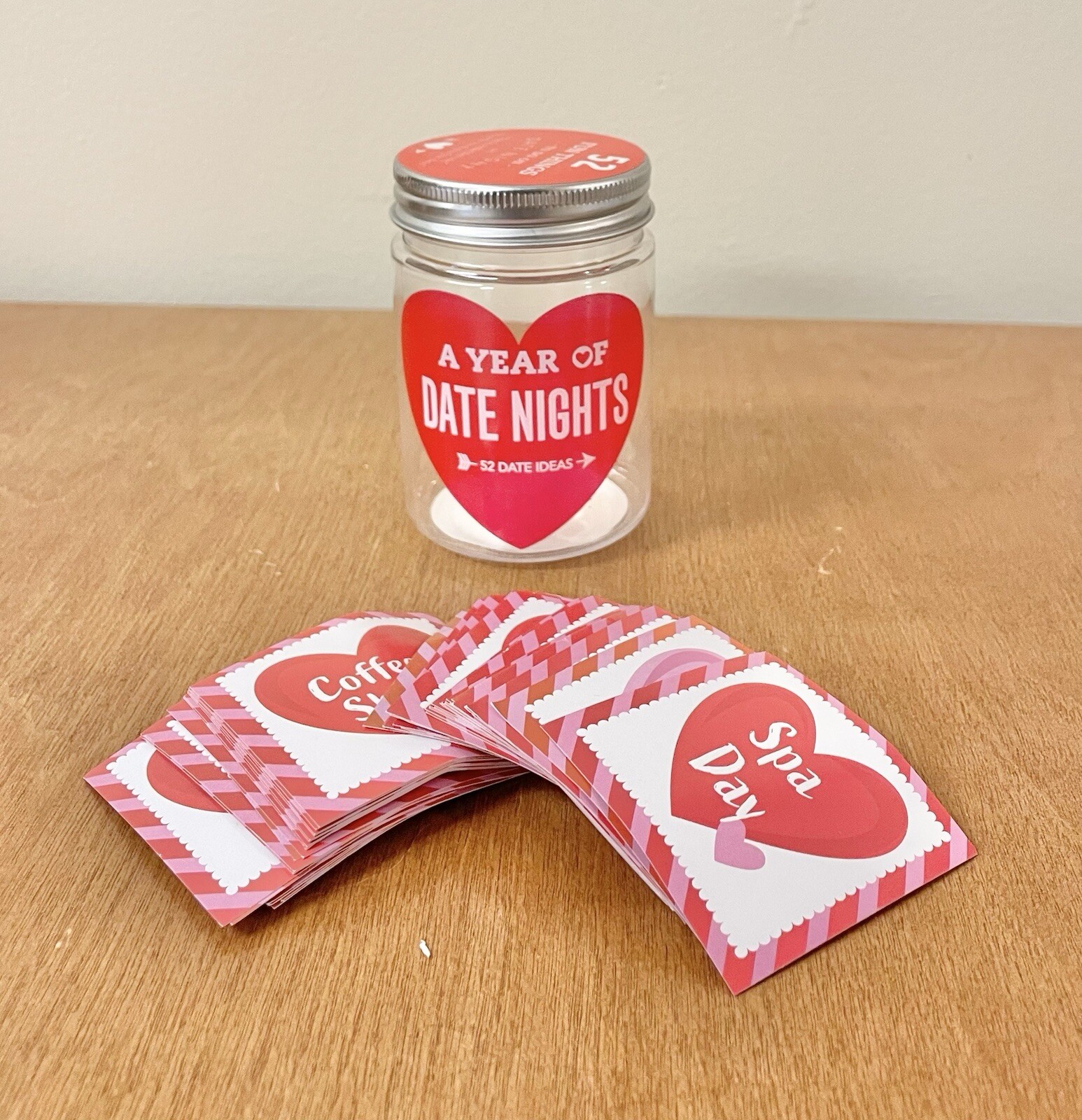 Valentine’s Day A Year Of Date Nights in a Gift Jar Includes 52 Date Ideas NWOT
