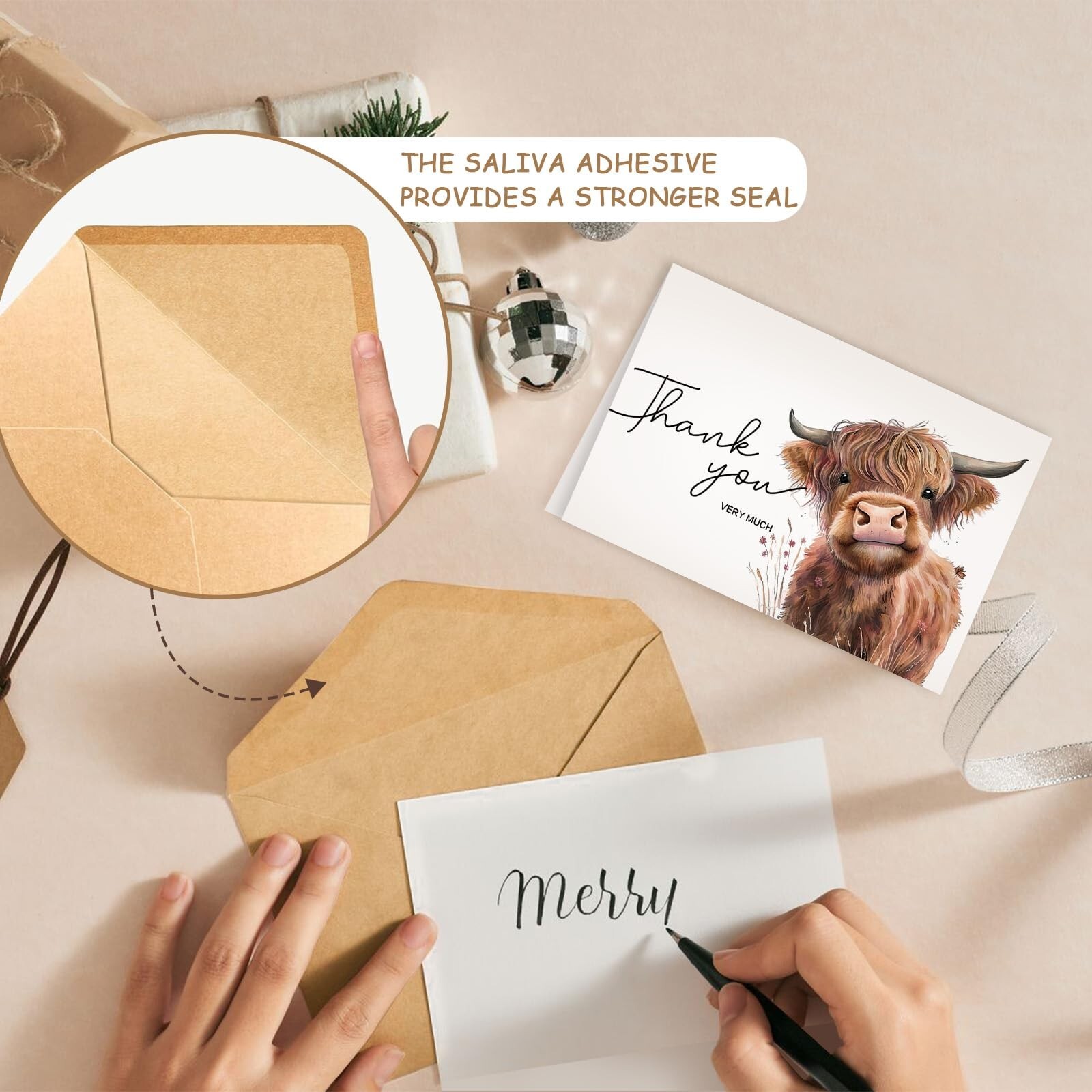 25Pcs Highland Cow Thank You Cards with Envelopes, 4×6 In Farm Cute Watercolo…