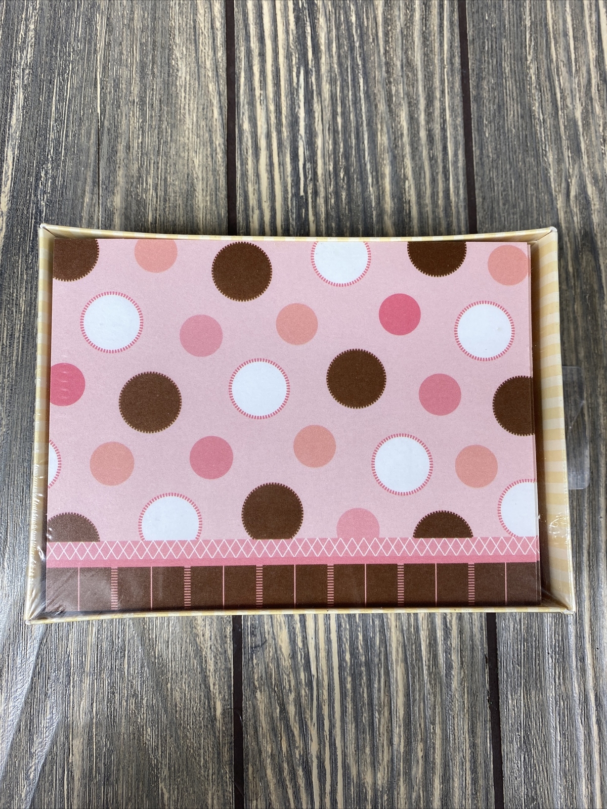 Designers Collection 20 Pink Brown Polka Dot Cards With Envelopes