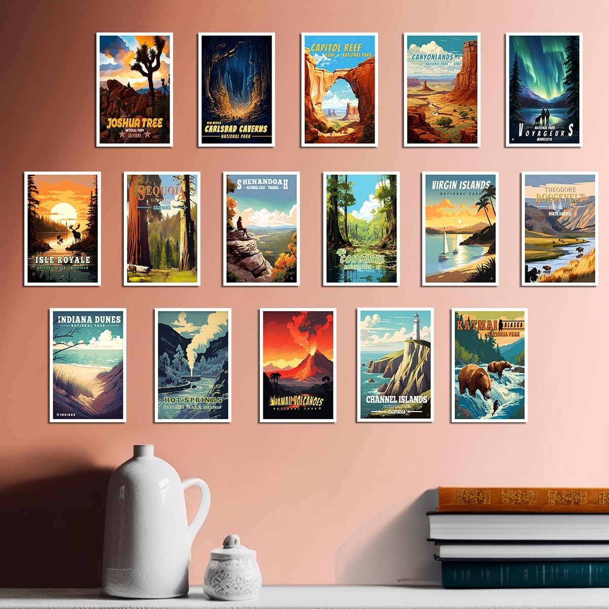 National Parks Theme Postcard Set: Retro Travel Posters Wall Decoration – 63 …
