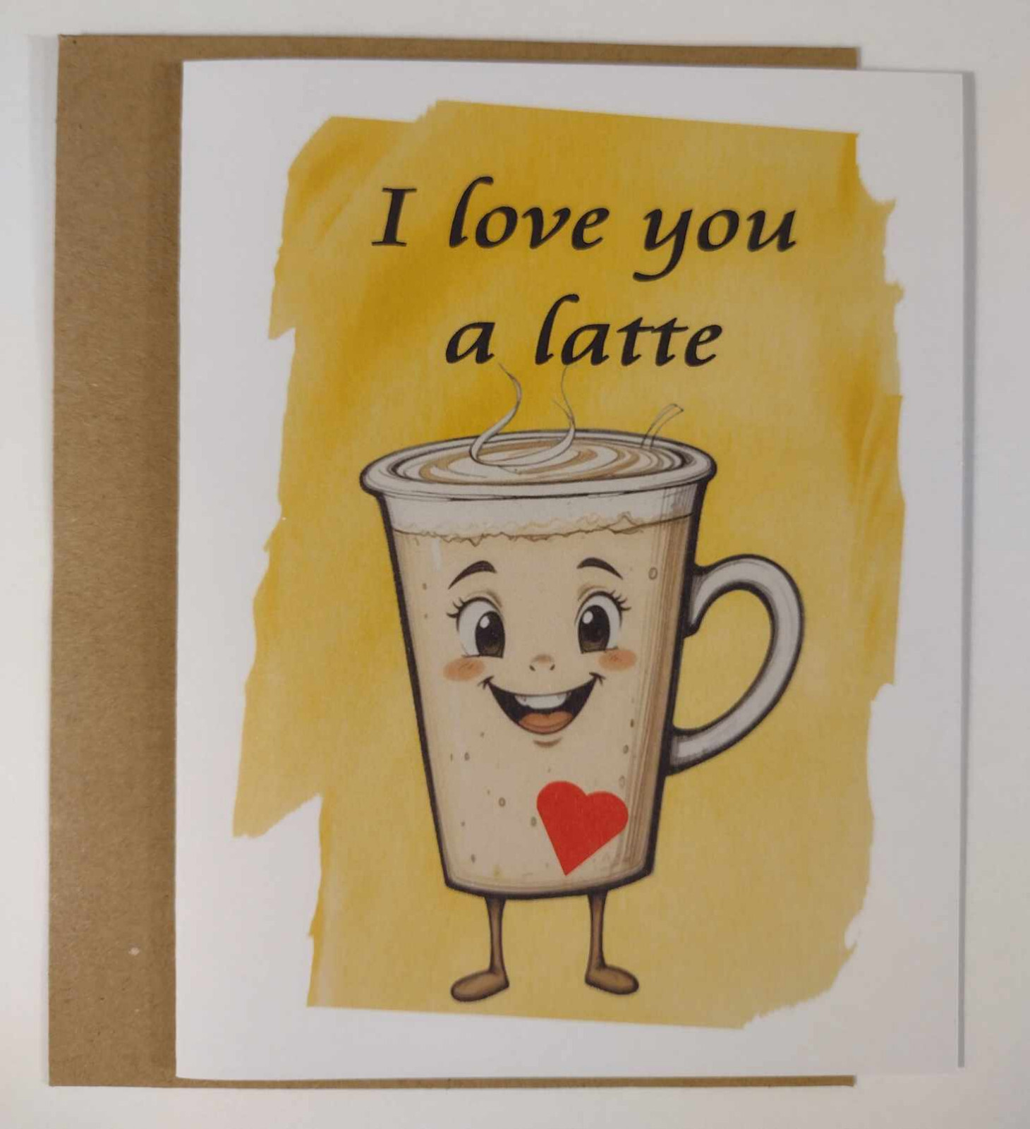 I Love You a Latte Greeting Card, 4.25″ x 5.5″, A2 Size, Blank Inside
