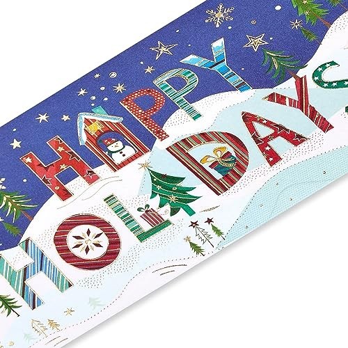 Festive Holiday Cards Boxed with Envelopes, Snowy Scene, 16-Count, Seasonal Gree