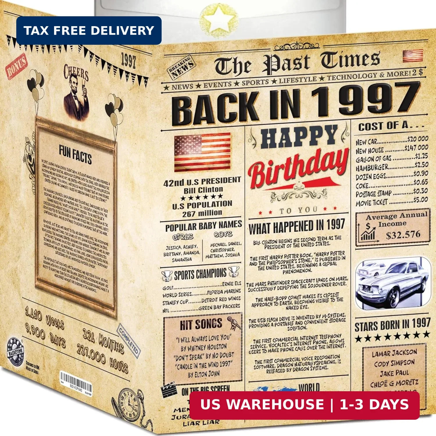 29th Birthday Card for Women Men – Back In 1997 Newspaper – 29 th Happy BIRTHDAY