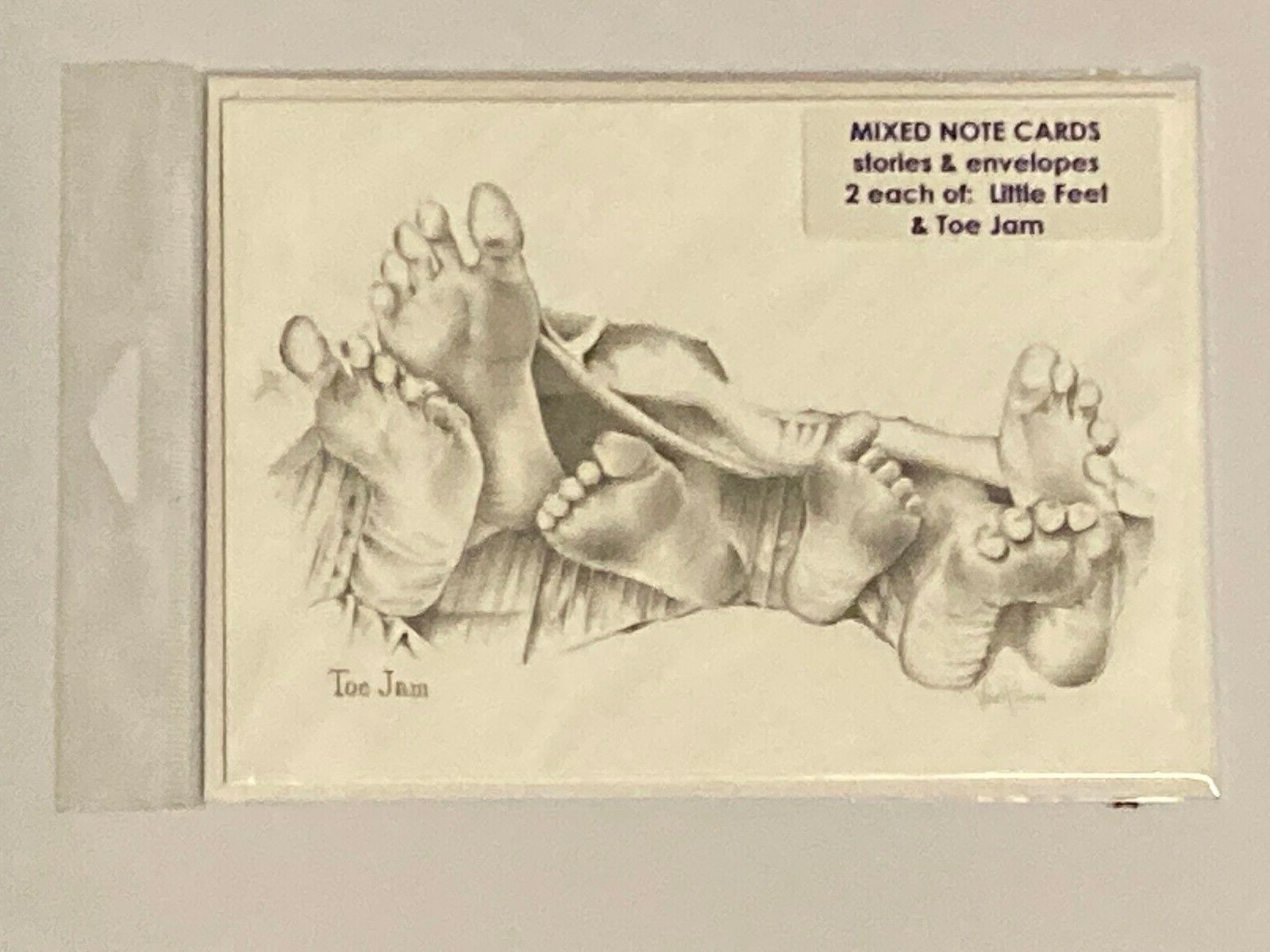 Cute Mixed Note Cards Stories & Envelopes 2 Each of LITTLE FEET & TOE JAM – HTF