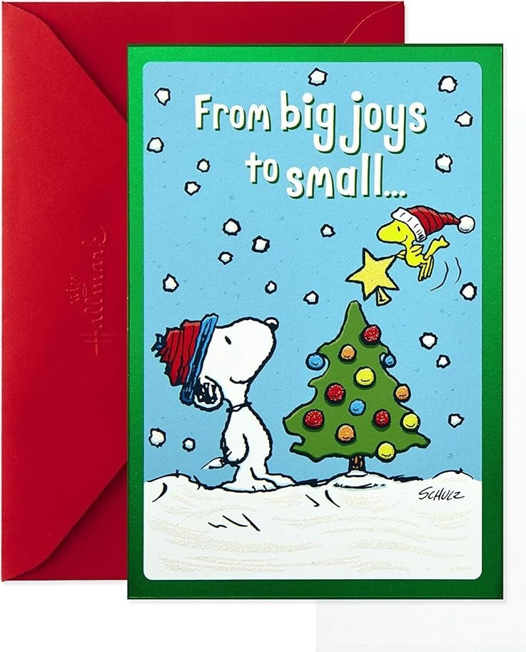 HALLMARK SNOOPY & WOODSTOCK CHRISTMAS CARD WITH ENVELOPE