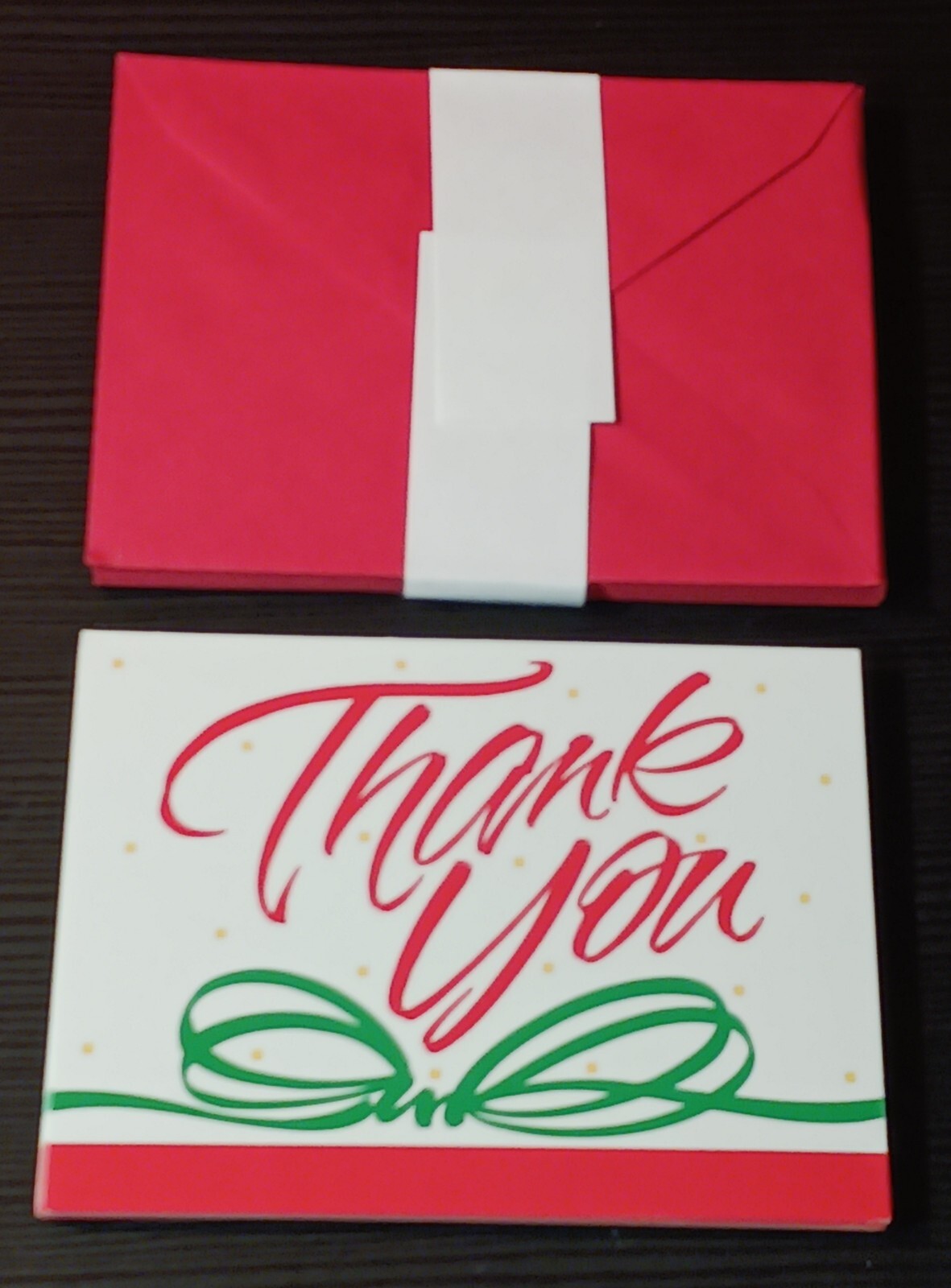 CURRENT Vintage Thank You Cards & Envelopes 12 pack Red & Green Blank Inside NEW