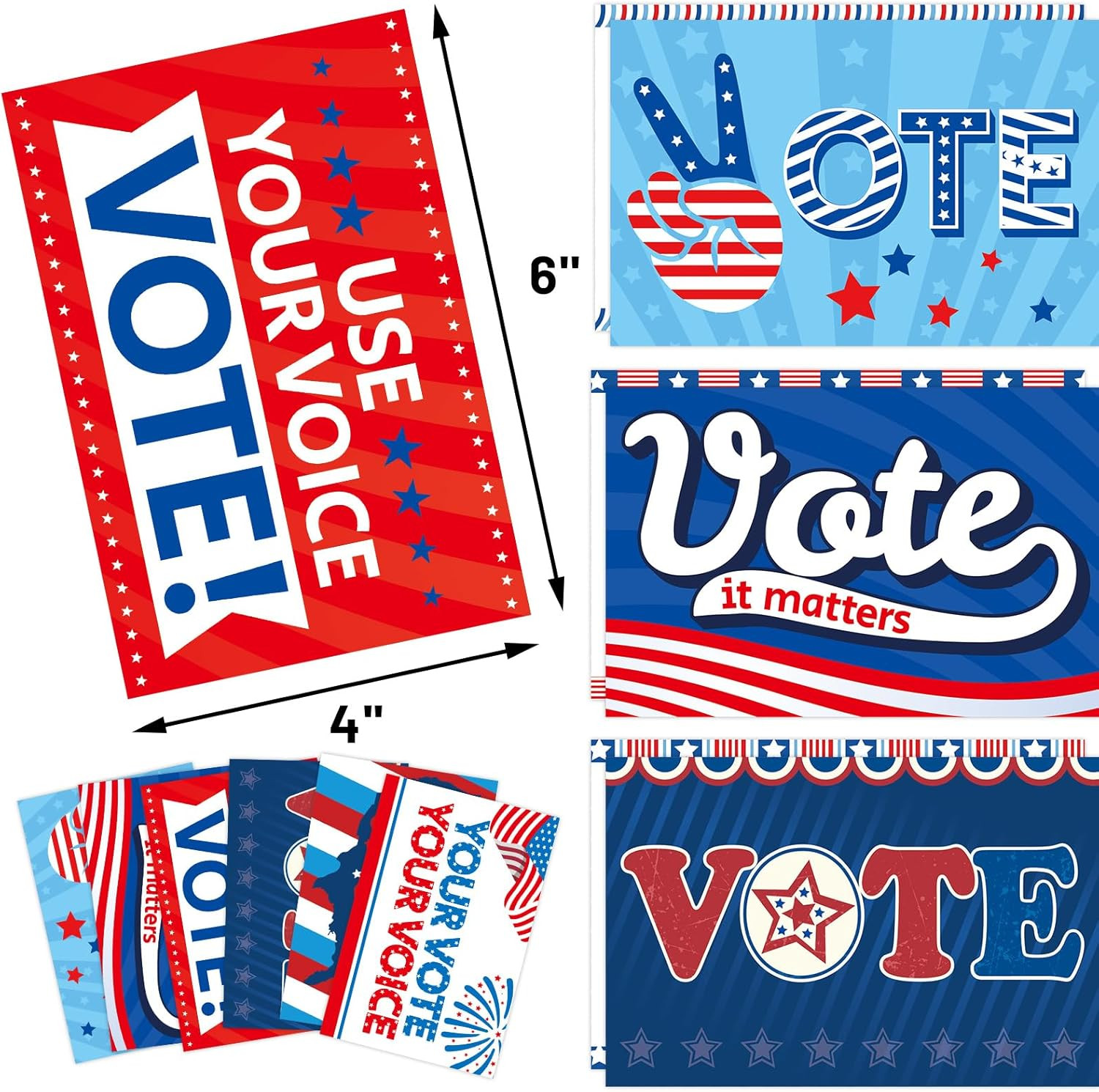 Voter Postcards Patriotic Red White and Blue Encouraging Voting Cards for Ele…