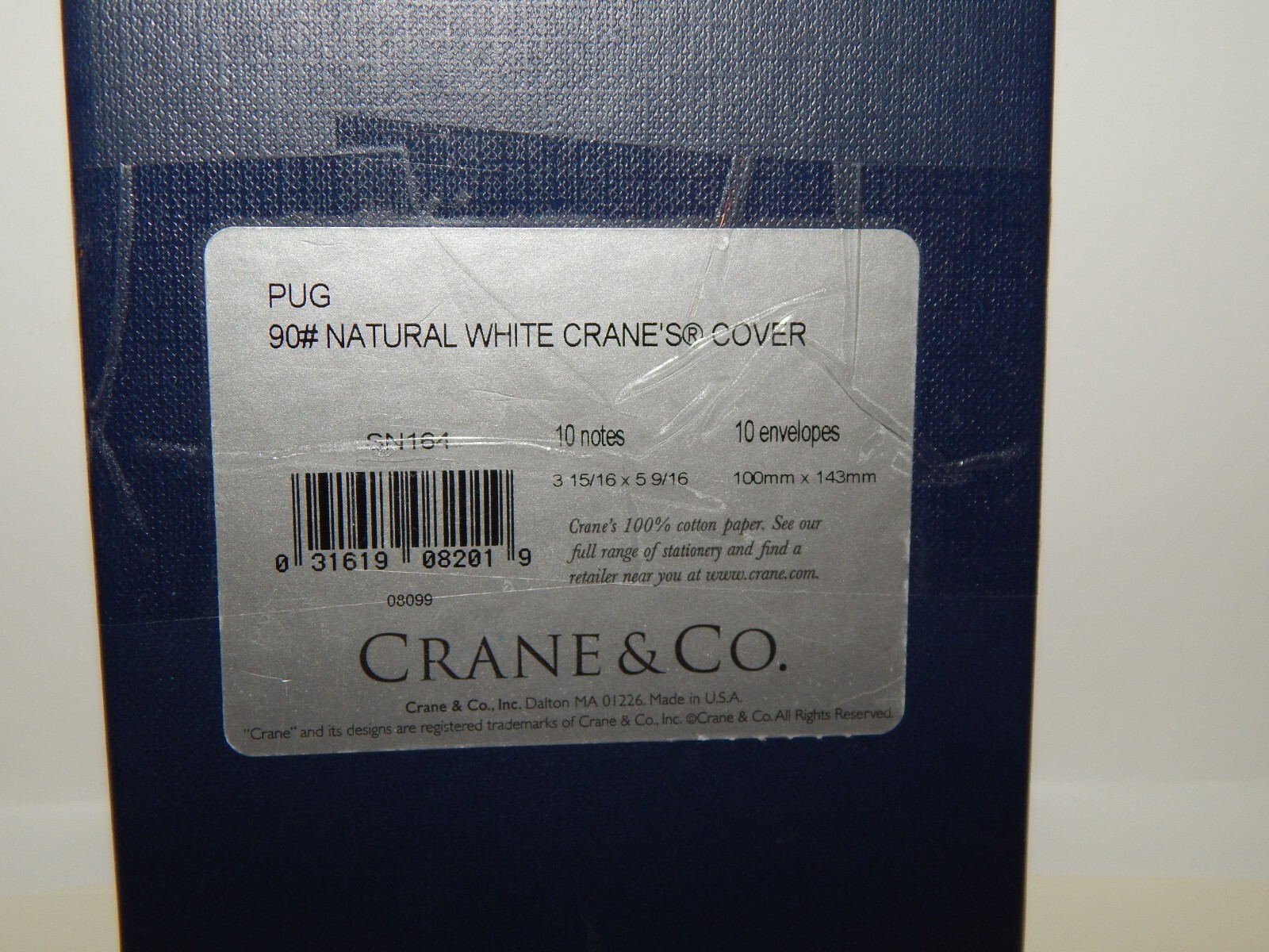 Crane & Co Pug Blank Greeting Cards 9 Cards 9 Envelopes SN164