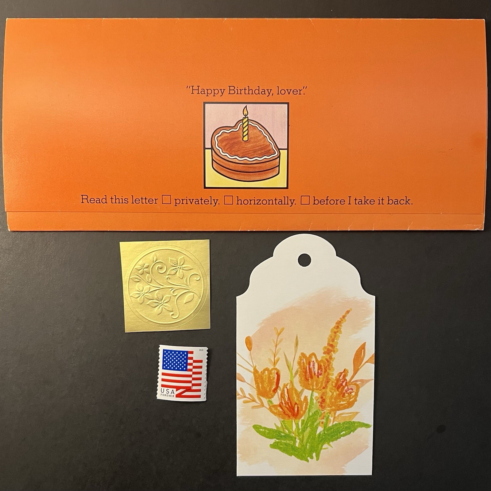 Rare Vintage 1977 BIRTHDAY Nothing-To-It fill-in Letter w/Gift Tag/Seal/Stamp