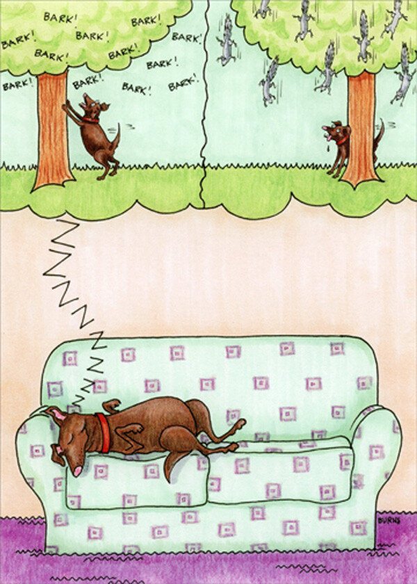 Oatmeal Studios Dreaming Dog on Couch Funny / Humorous Birthday Card