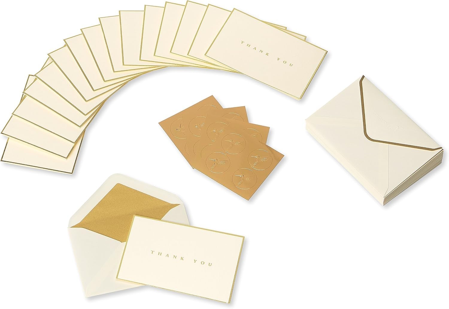Thank You Cards with Gold Foil Border – Pack of 16