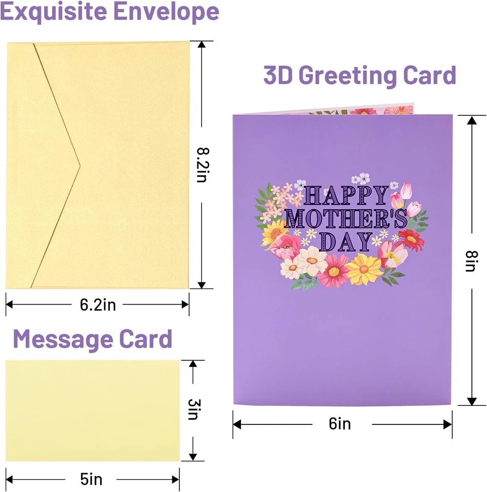 3D Mothers Day Card, Happy Mother’S Day Pop up Cards, Mother’S Day Card with Env