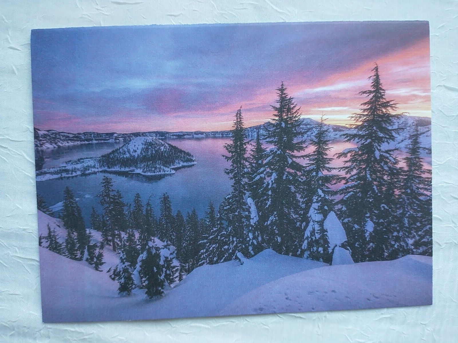 Nature Blank Card Winter Mountain River Tree Lake Snow Sunset Sunrise Scene 2