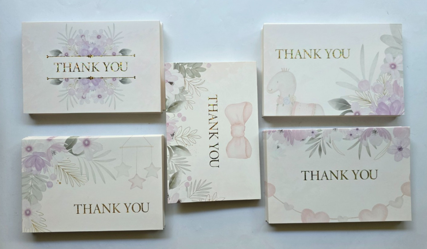 Only Zest Thank You Cards Bulk Pink Floral Baby Shower Wedding 42 Pack