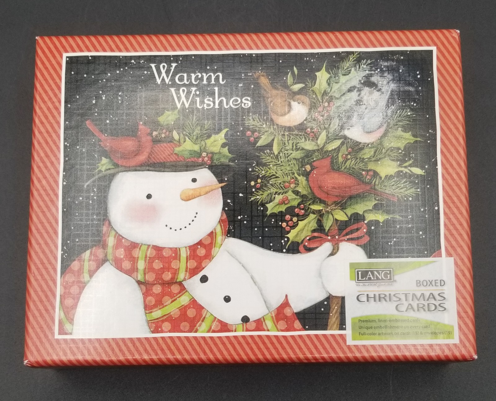 LANG Christmas Greeting Cards Boxed “Snowman and Friends” Birds 17 Cards