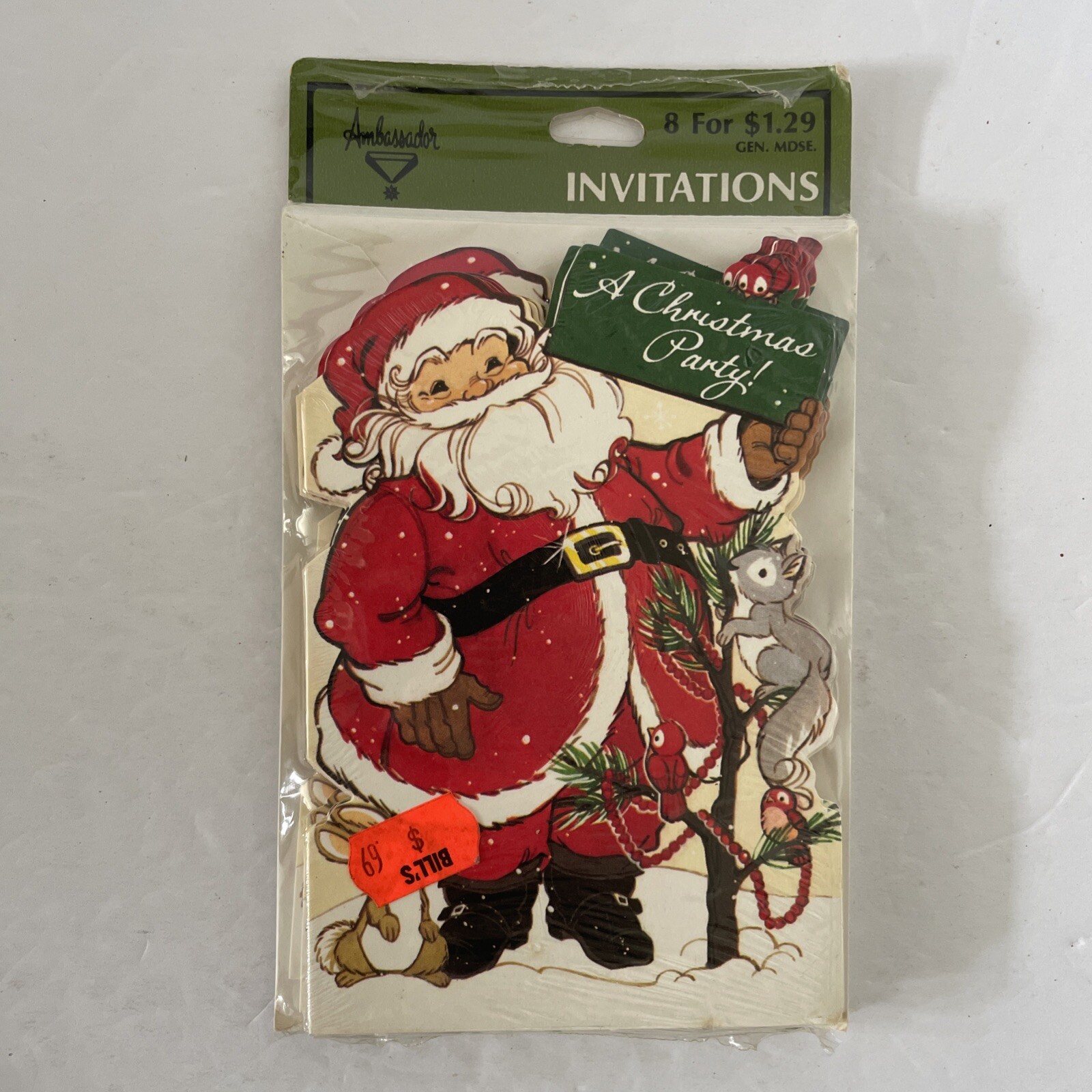 Vintage Ambassador Package of Invitations Cards For Christmas Party Santa Forest
