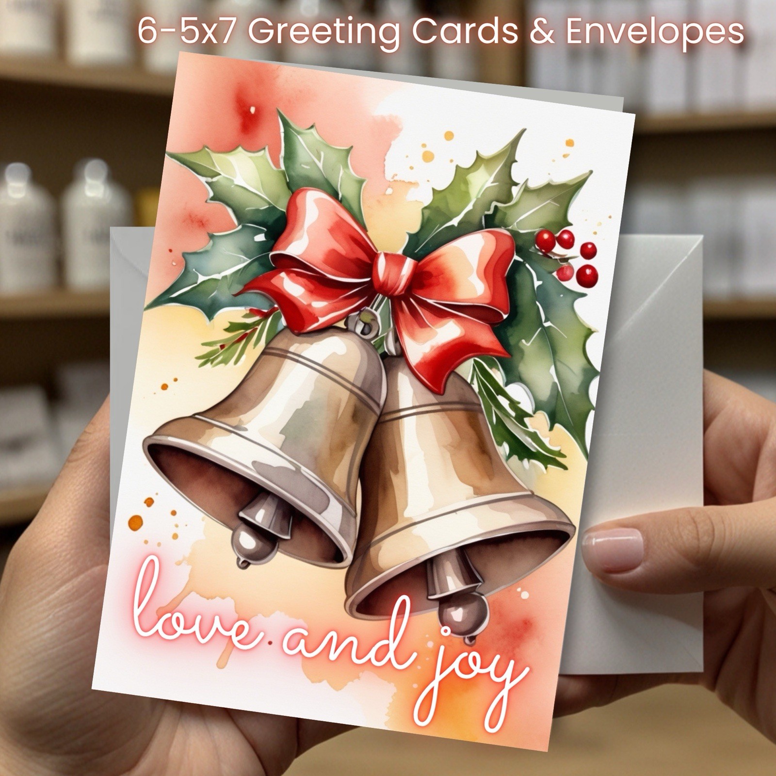 Christmas Greeting Cards w/ Envelope – Set of 6 -5×7 Cards & Envelopes L#001