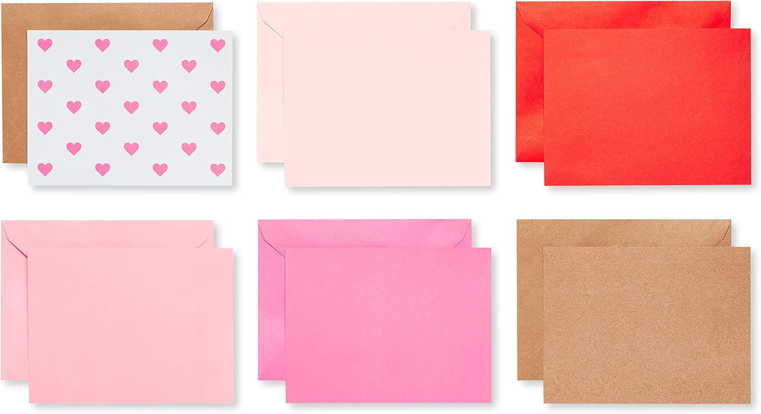 Bulk Blank Note Cards with Envelopes, Pink Heart Stationery (200-Count)