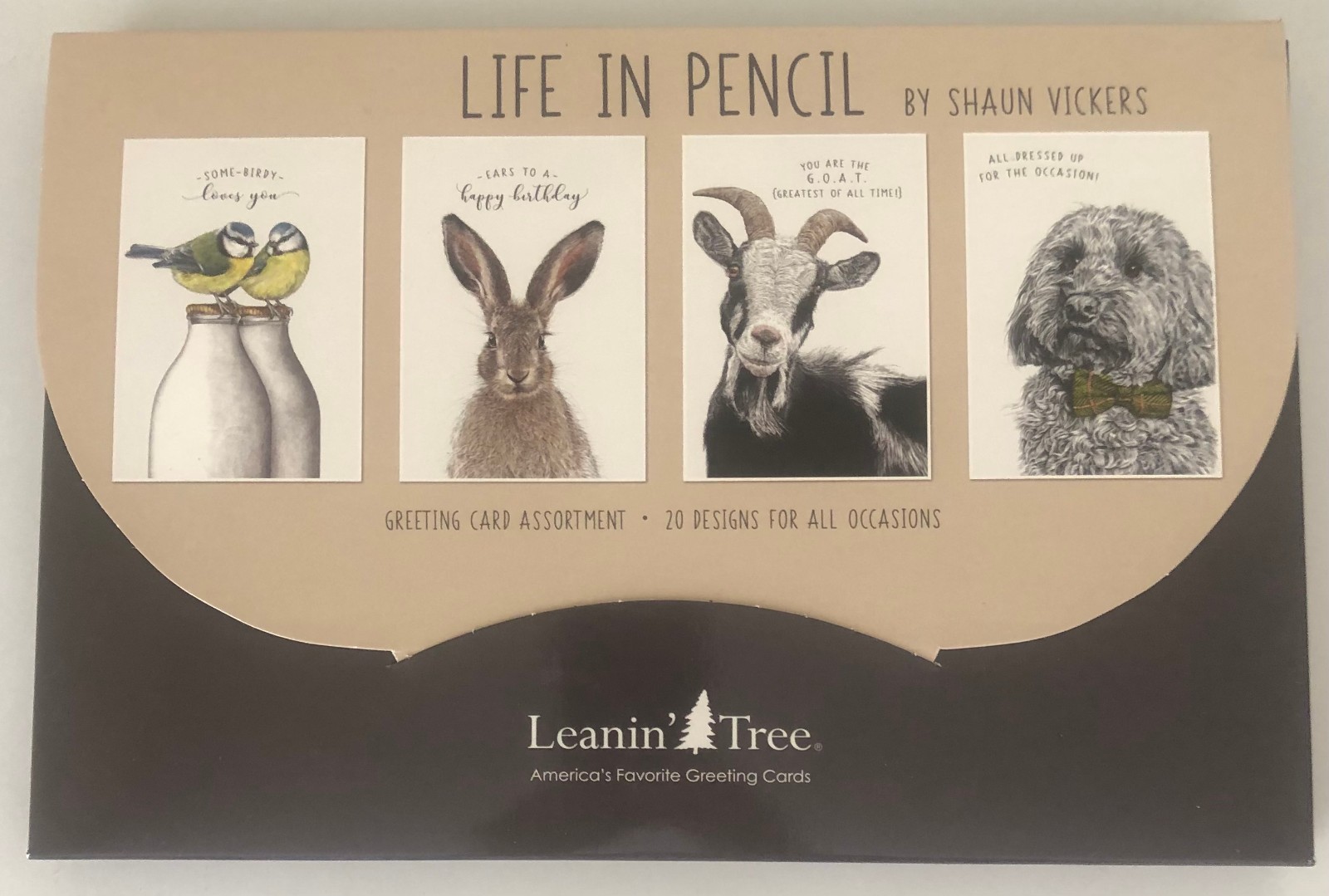 20 Leanin Tree Greeting Box Cards Set LIFE IN PENCIL, Cow,Birds,Bear,Giraffe,Dog