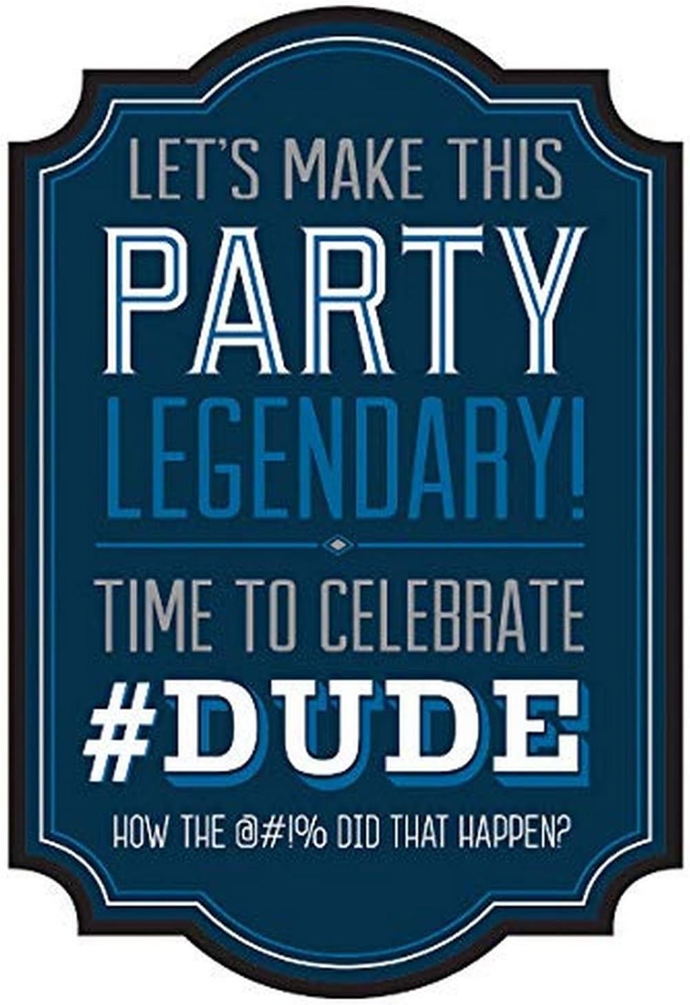 Happy Birthday Man Blue Black Adult Birthday Party Invitations w/Envelopes