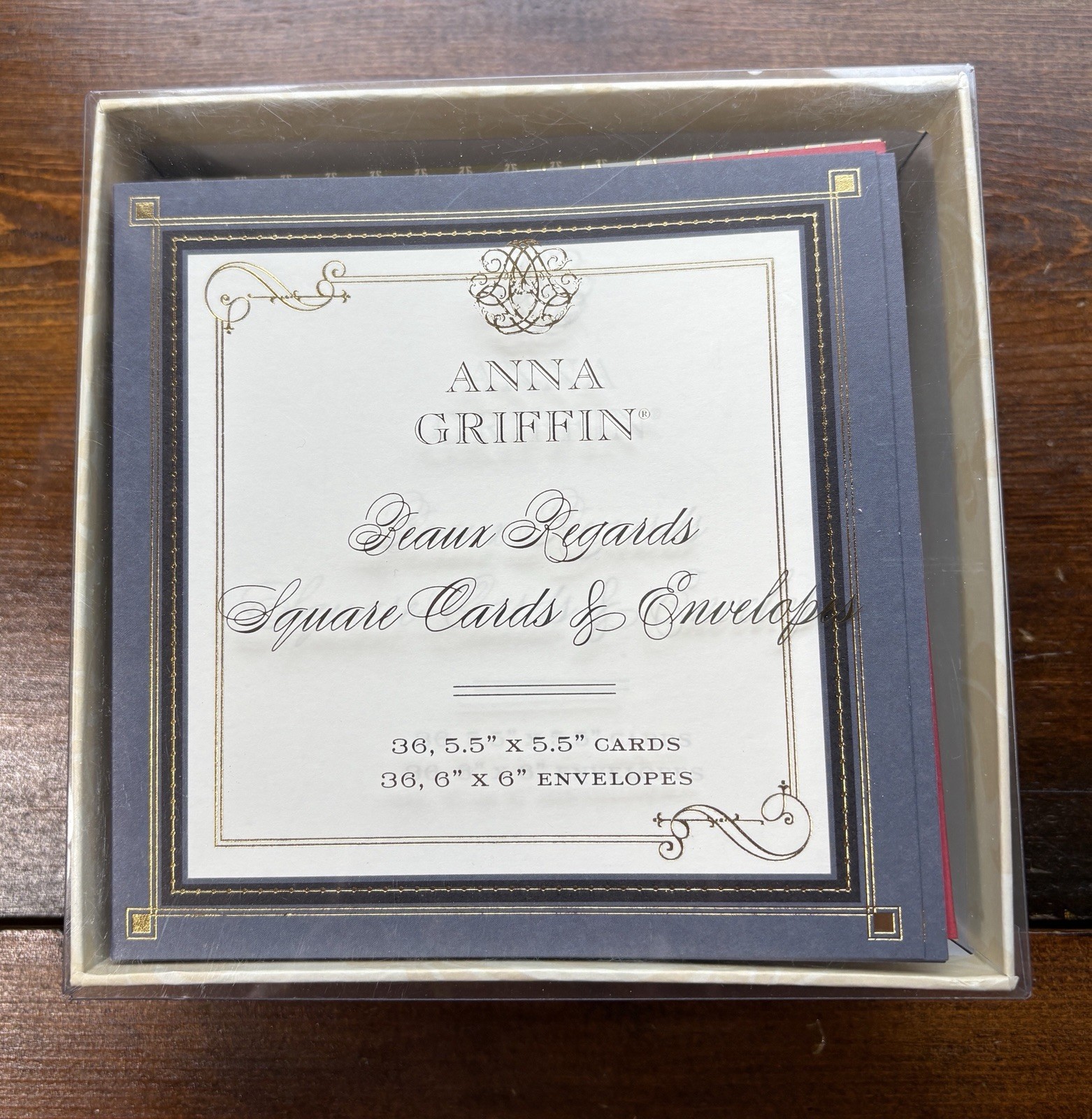 Anna Griffin BEAU REGARDS SQUARE CARDS & ENVELOPE Set 36 5″x5 Cards & Envelopes