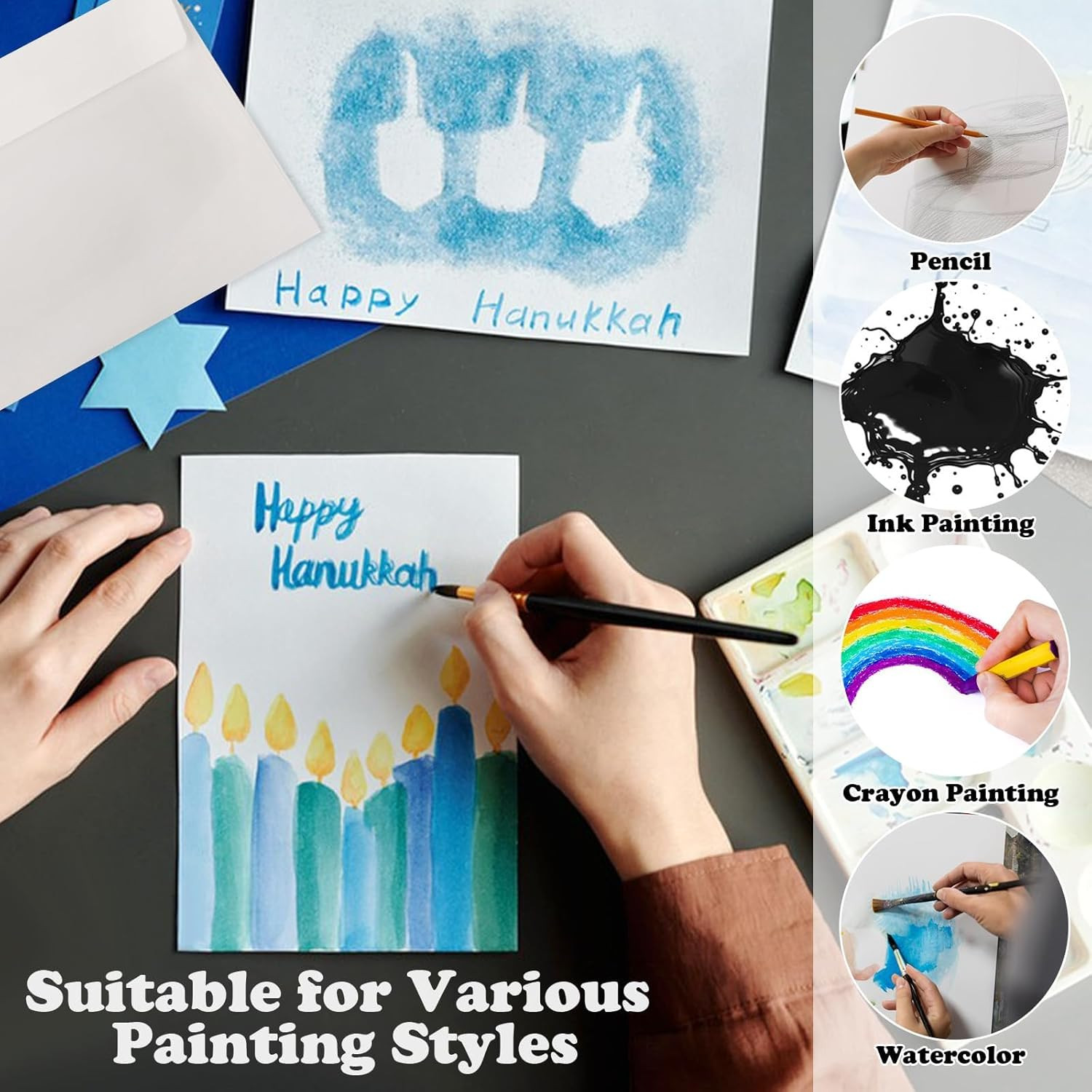 15 Sets Blank Watercolor Cards with Envelopes 4 X 6 in Cotton Watercolor Pape…