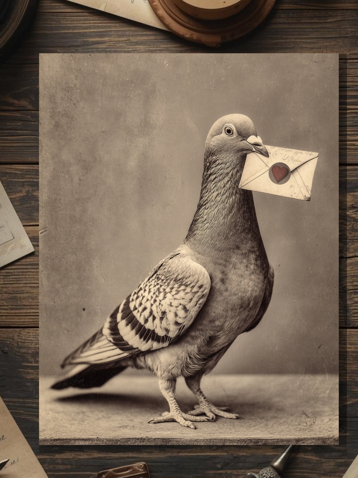 Victorian Pigeon Love Letter Gothic Animal Greeting Card