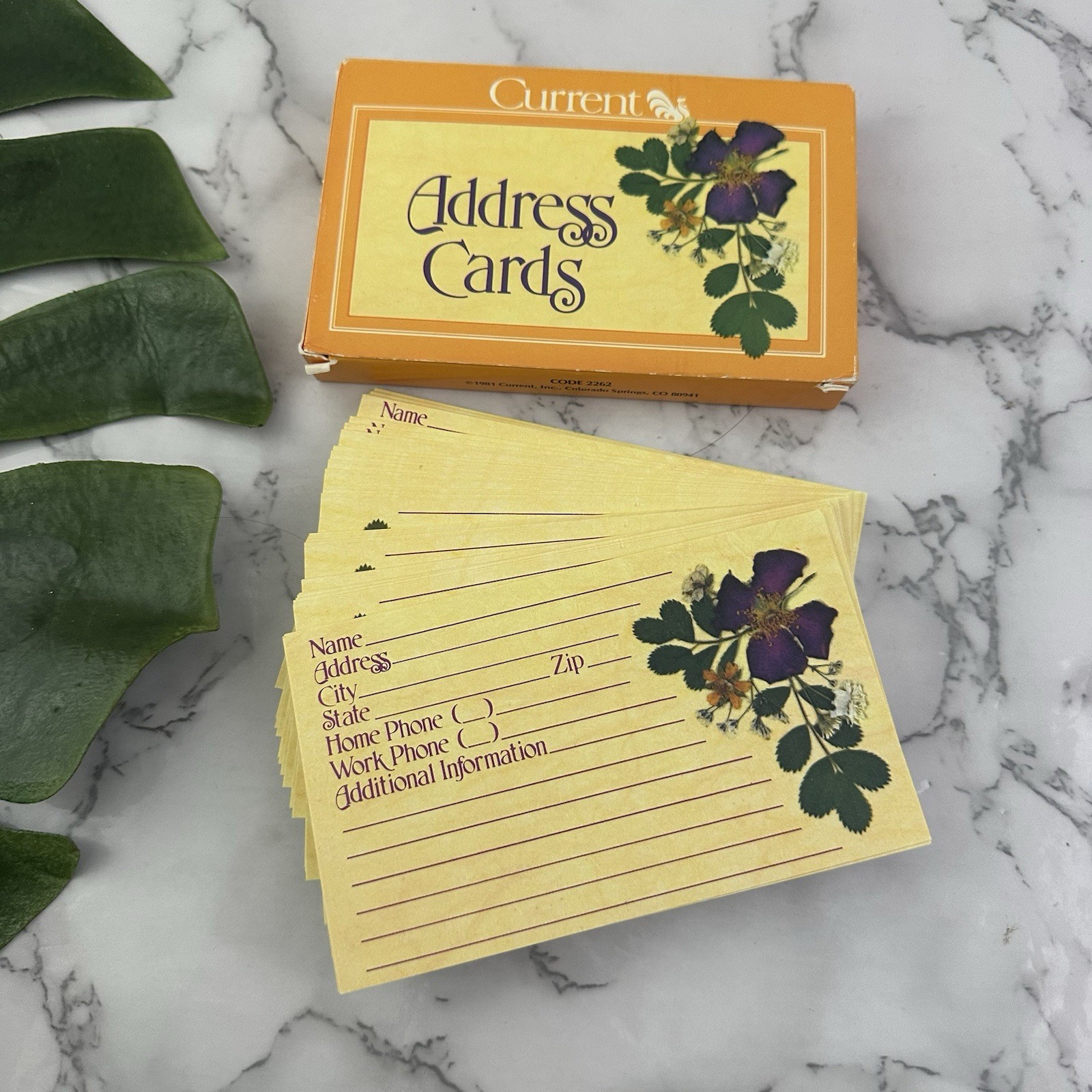 Current Vintage 80s Address Cards New Purple Floral 60 Blank Paper Cottage