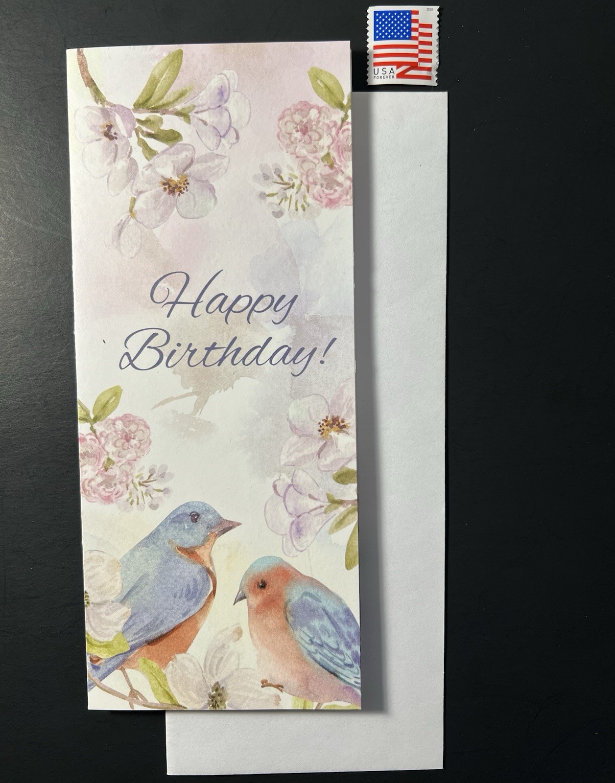 Watercolor Birds Of Spring BIRTHDAY CARD Floral Env/Stamp BN Decorated Interior
