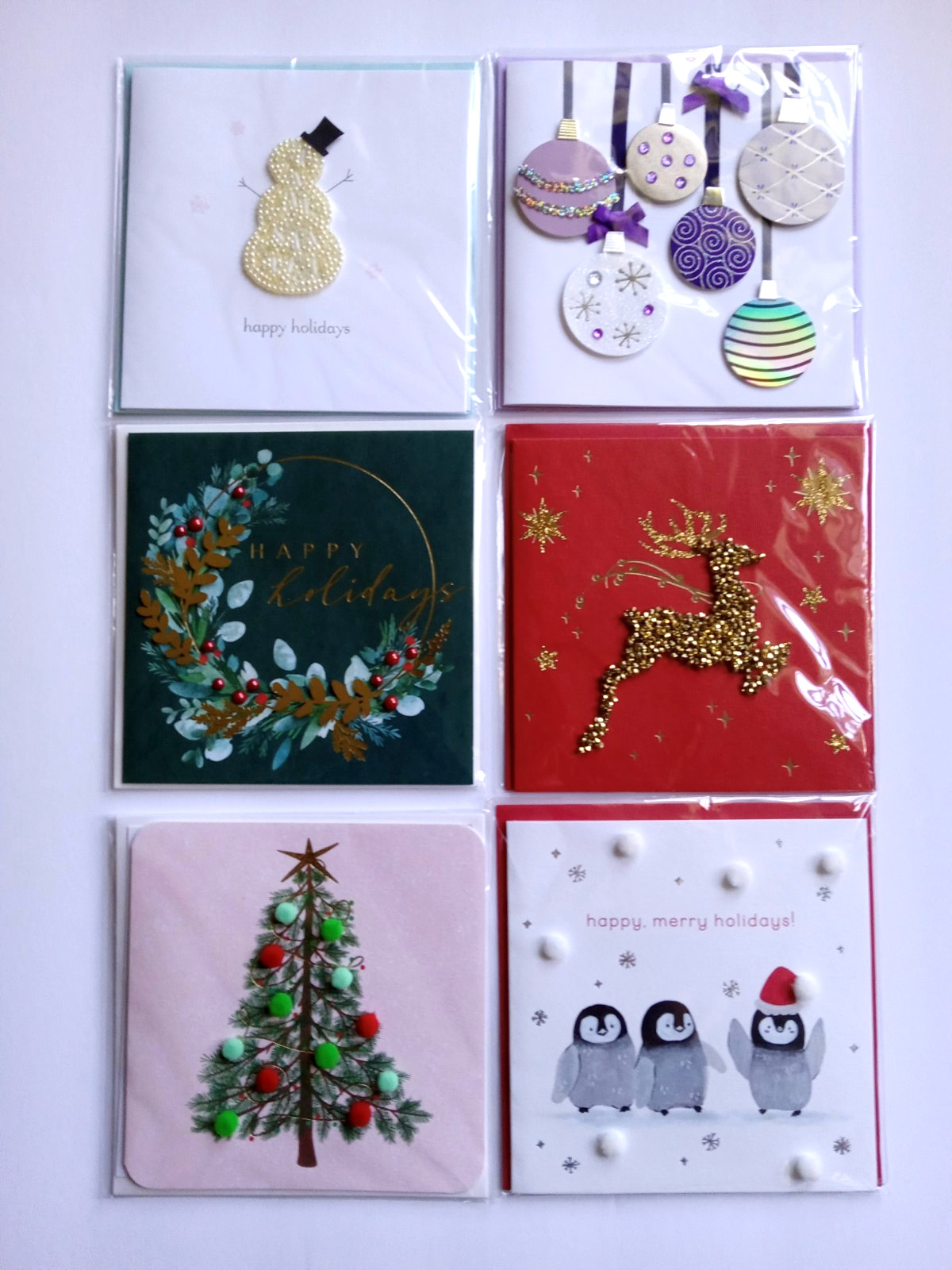 New PAPYRUS Lot Of 6 Fine Paper Christmas Cards Deluxe Embellished Gemstones 6X6