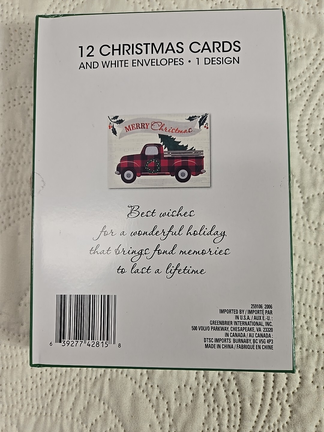 Box 12 Merry Christmas Cars Classic Plaid Truck And Tree