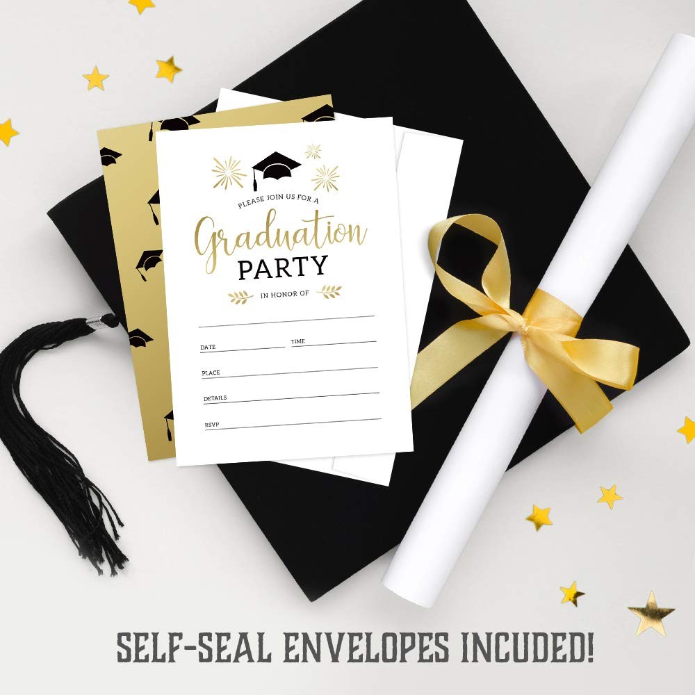 25-Pack 2025 Graduation Party Invitations with Envelopes Announcement Cards