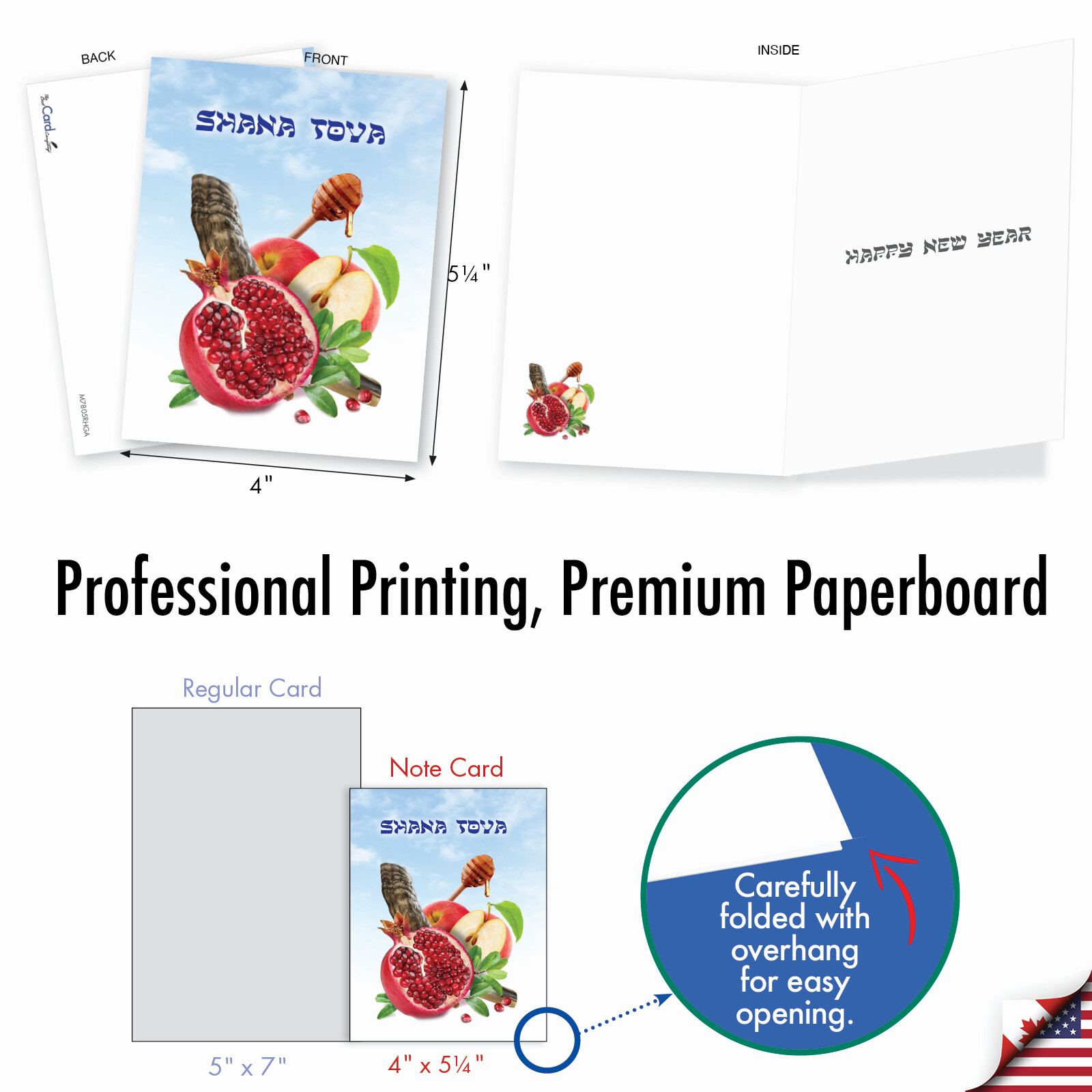 20 Asst’d Rosh Hashanah Card 4×5.1″ w/Envelope(10 Designs) Pomegranate New Year