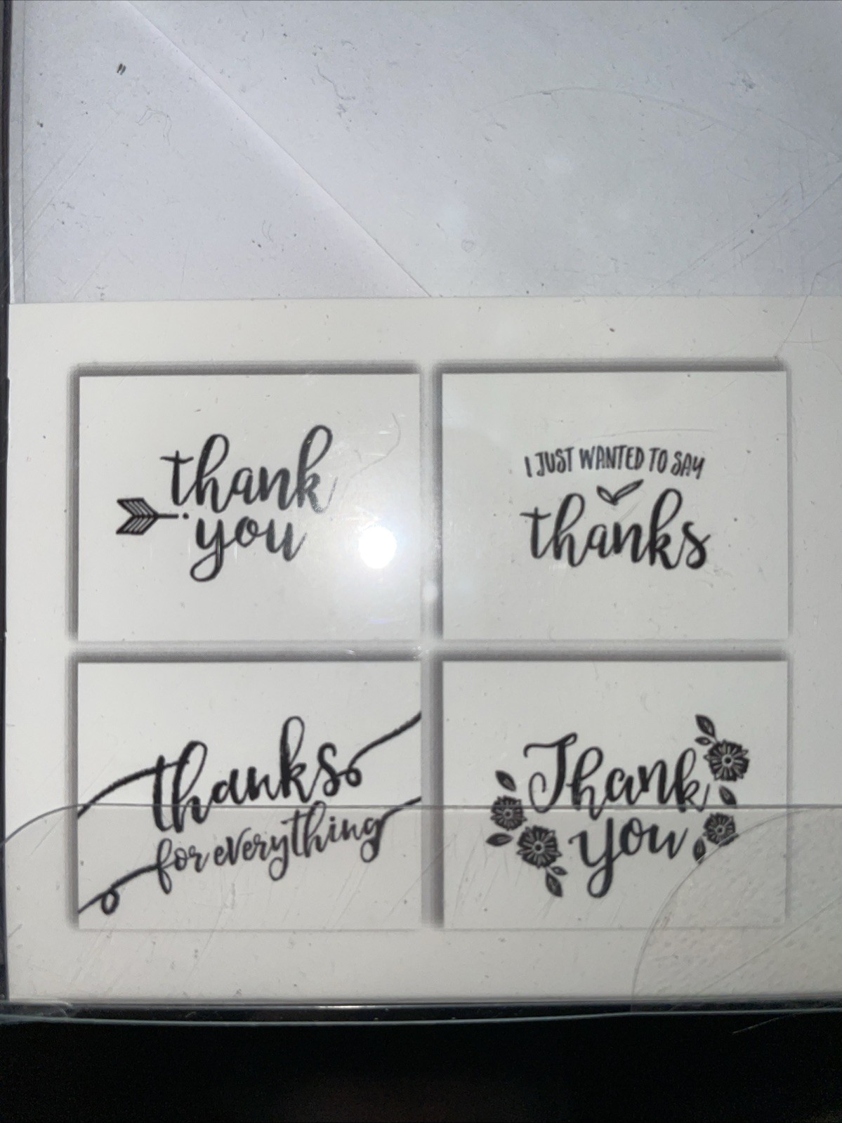 Recollections “Thank You” 4 Flat card Designs With Black Lettering & envelopes