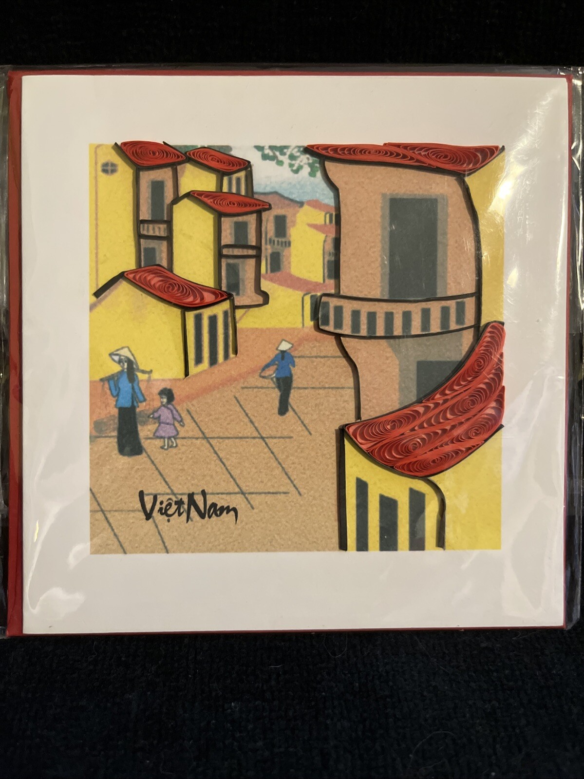 Vietnam Quilling Greeting Card ~ Unique Dedicated Handmade Art 5”