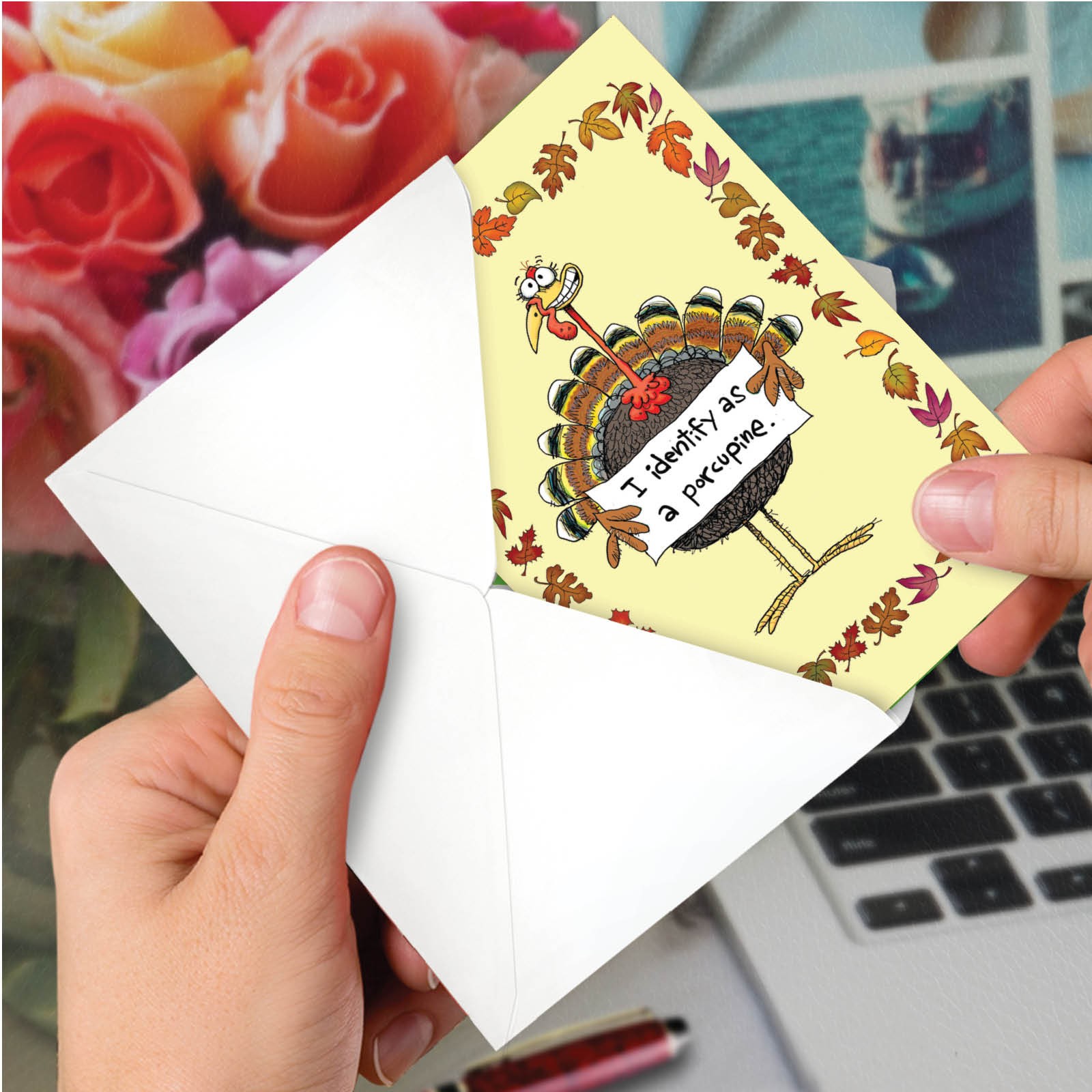 (1 Card) Turkey Identification – Funny Thanksgiving Greeting Card – NobleWorks