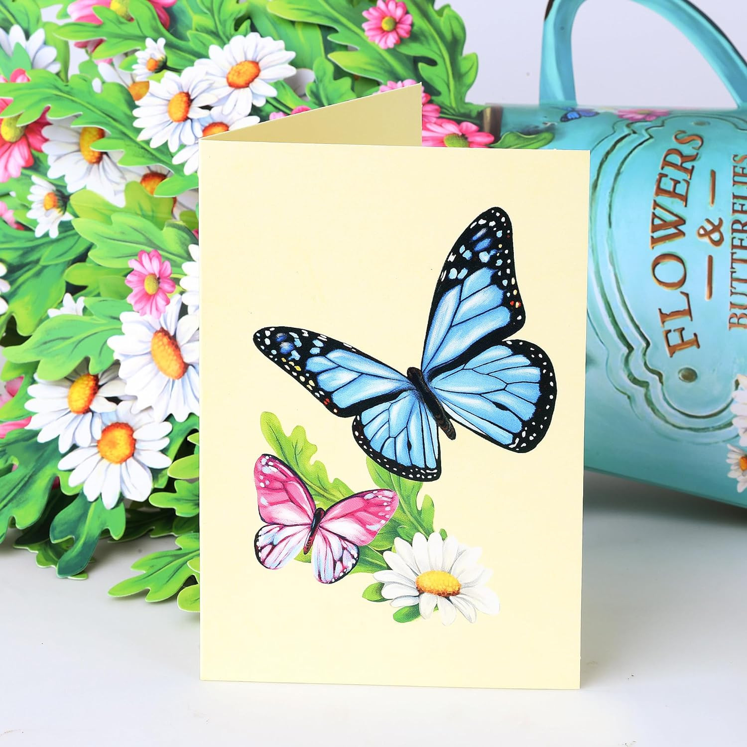 Pop Up Flower Cards, Paper Flowers Bouquet 12’‘ Daisies and Butterflies 3D Popup