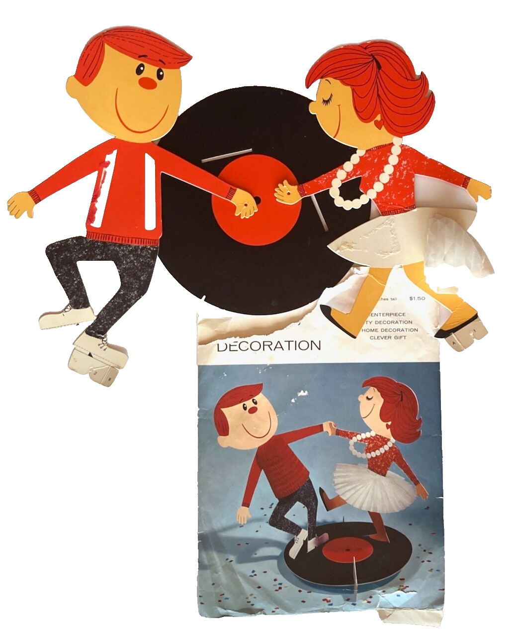 Vintage Hallmark Plans-a-Party Teenage Record Pop-Up decoration, 1960s honeycomb