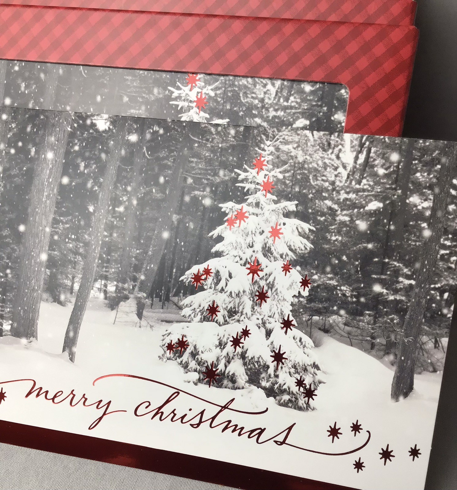 Hallmark Image Arts Christmas Cards Merry Christmas Snowy Scene Tree 48 Cards