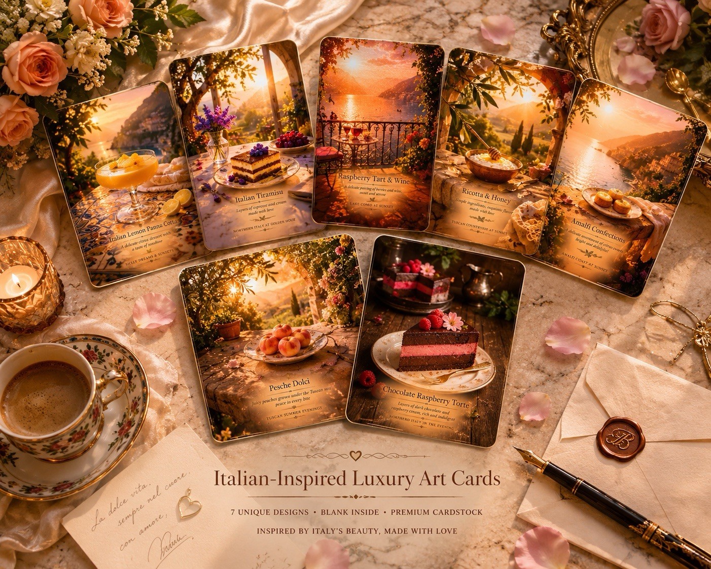 Luxury Italian Art Greeting Cards – Boxed Set of 7