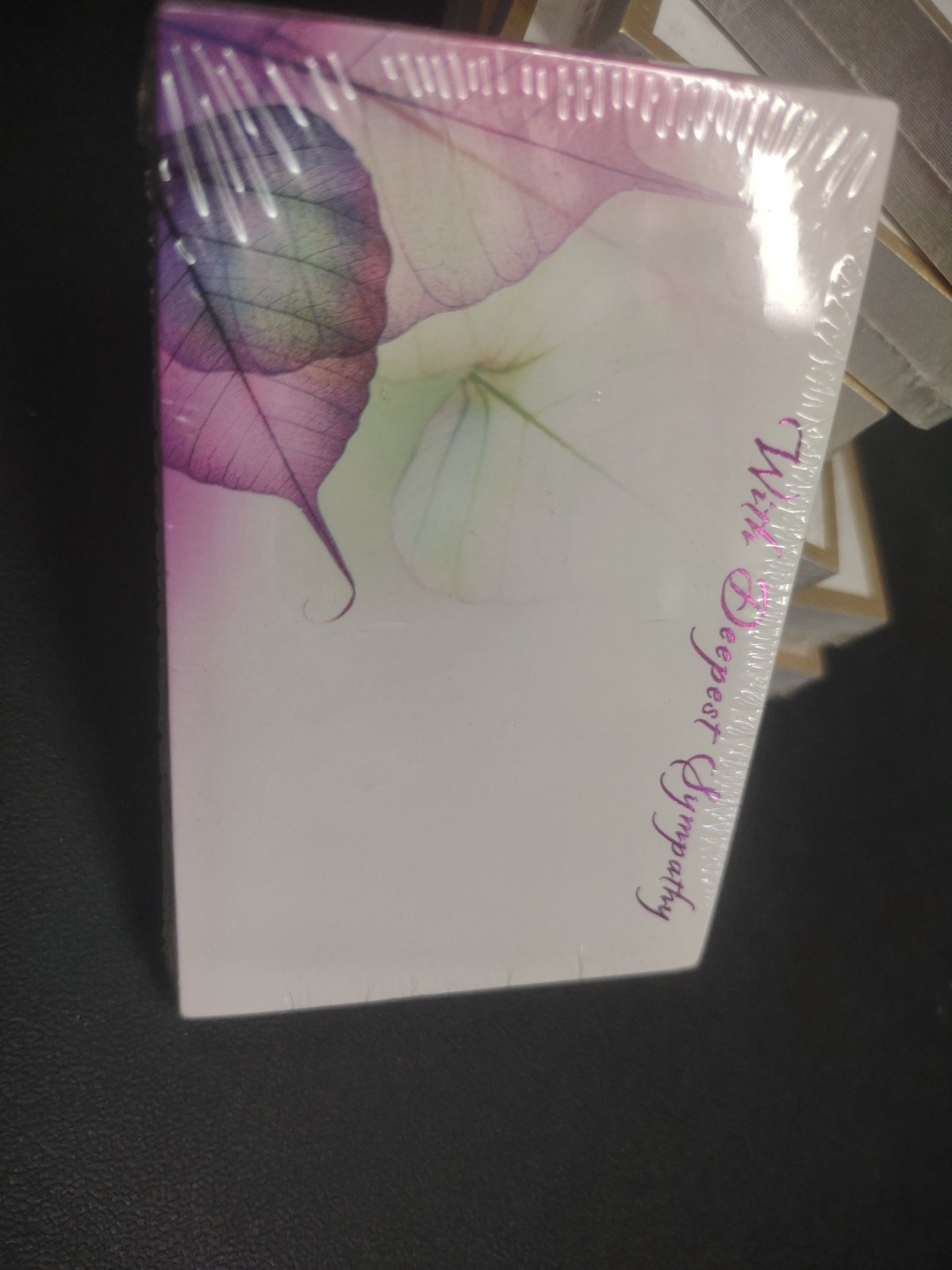 50 Vintage Floral Enclosure Cards, Purple Foil “With Deepest Sympathy” Card