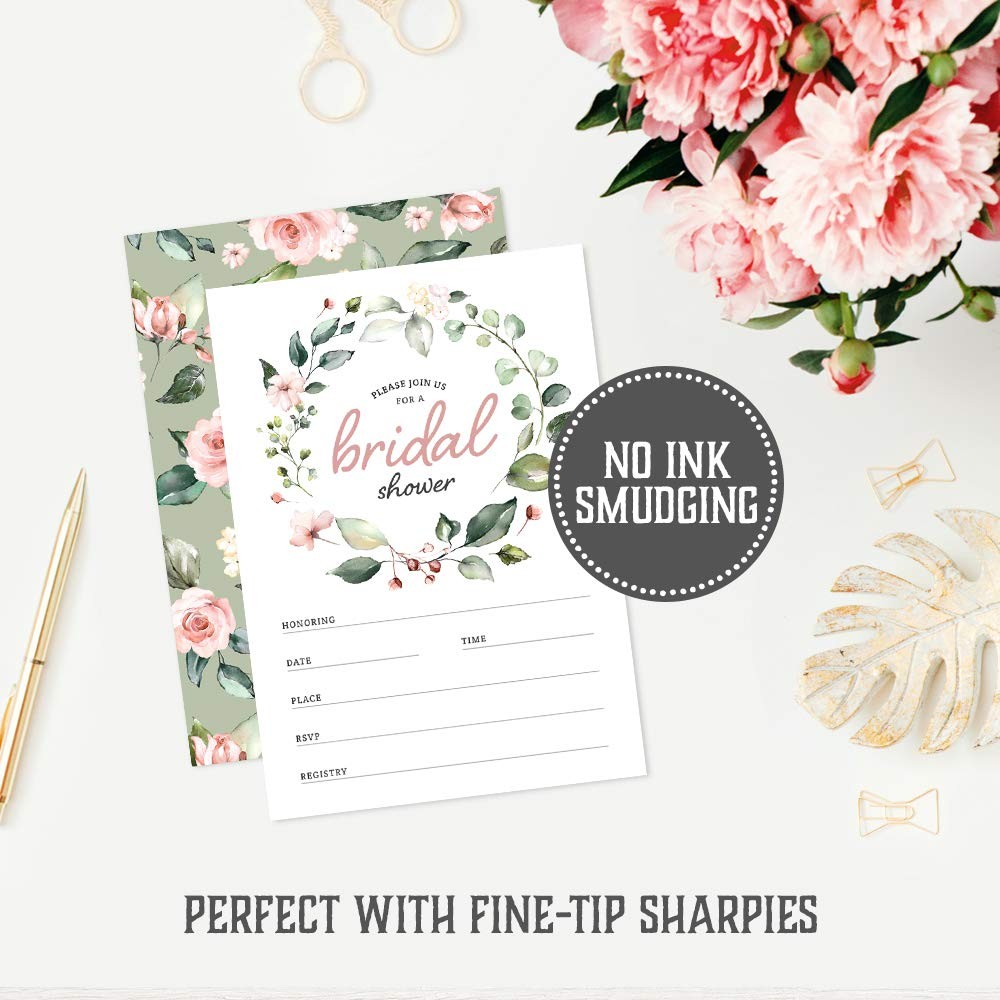 25 PCS Bridal Shower Invitation Envelope Floral FillIn Style Wedding Party
