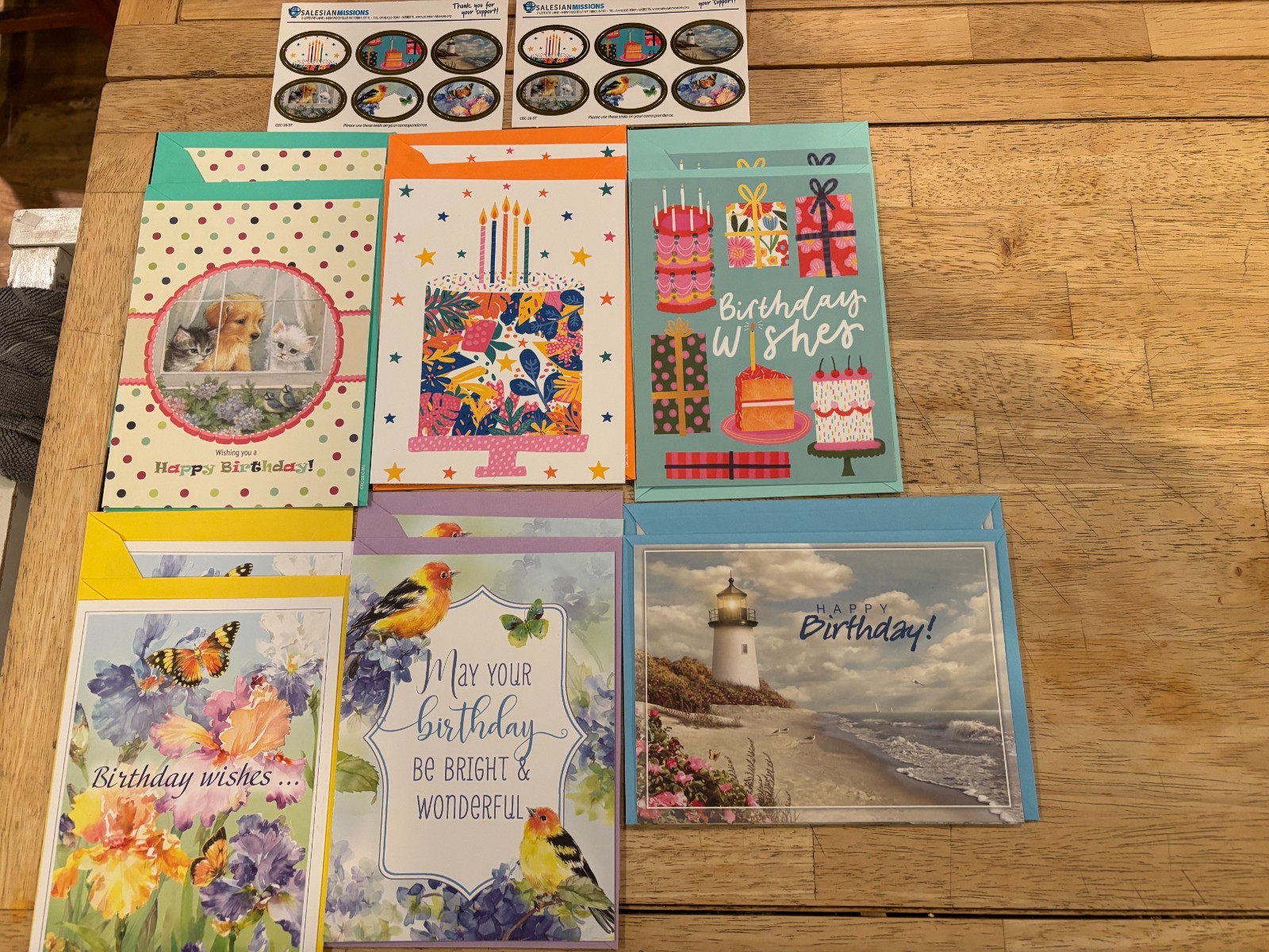 Salesian Missions Charity – Christian Theme Birthday Cards Lot of 12 w/Envelopes